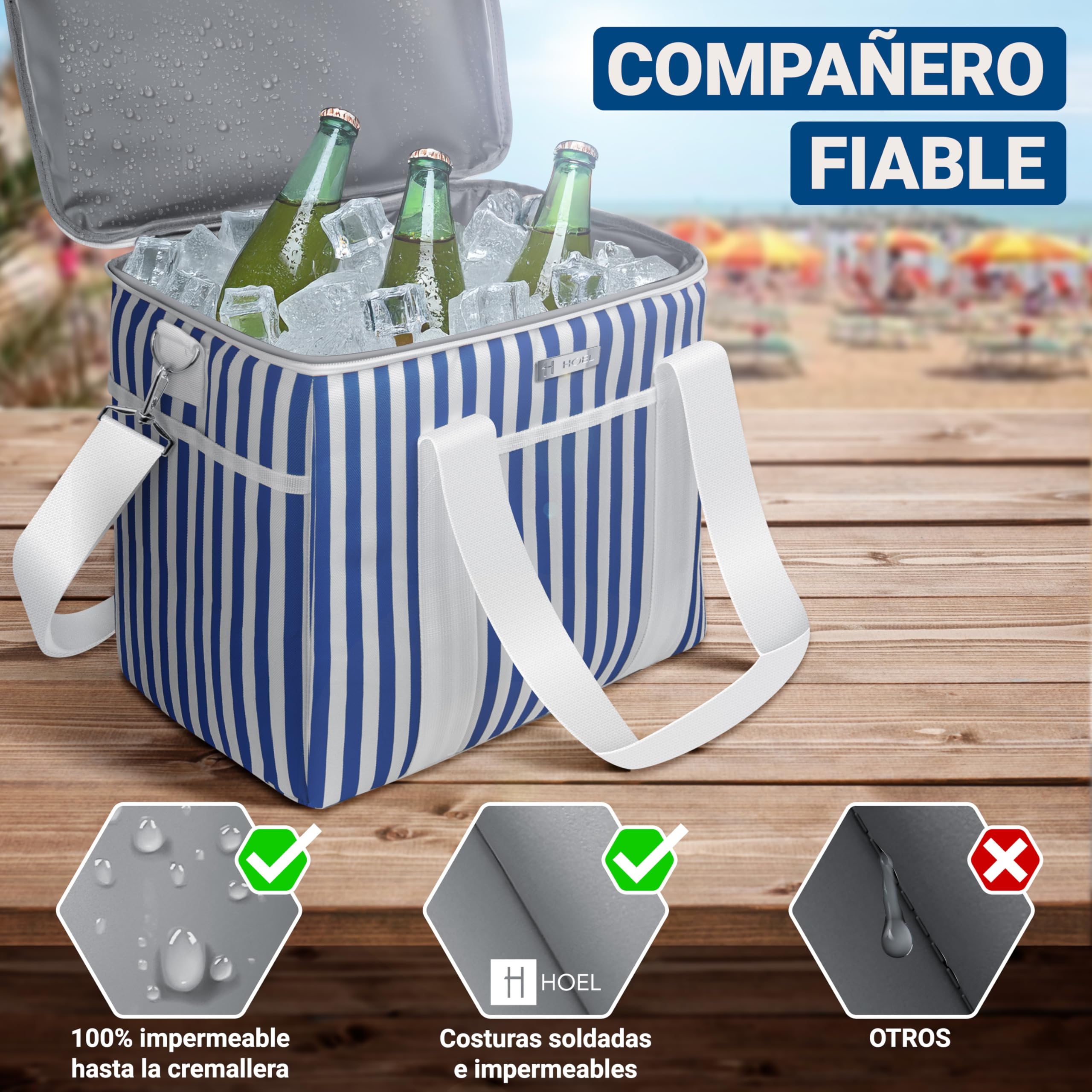 HOEL Bolsa isotérmica para comida y bebida, bolsa térmica aislada, bolsa de almuerzo impermeable y antigoteo, bolsa aislante para coche y compras, bolsa de pícnic, bolsa de almuerzo
