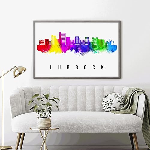 Vista 103 de Póster de Fargo Skyline Dakota del Norte, pintura de paisaje urbano de Dakota del Norte, póster de Fargo Dakota del Norte, impresión de paisaje