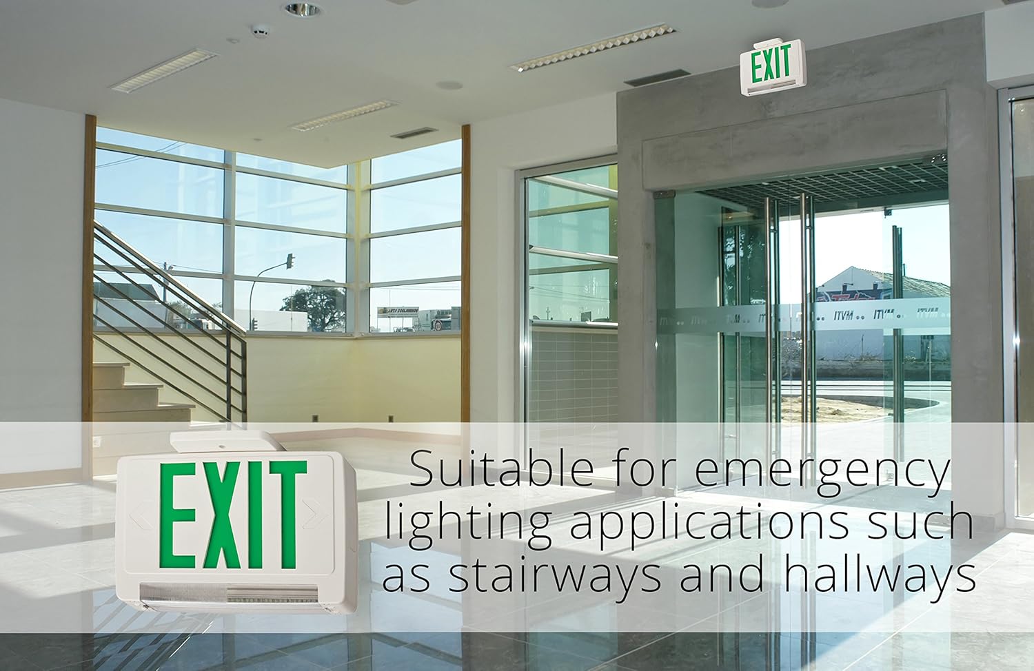 Lithonia Lighting ECBG LED M6 LED Exit and Emergency Light Bar Combo Fixture with Back Up Battery, Green Letters