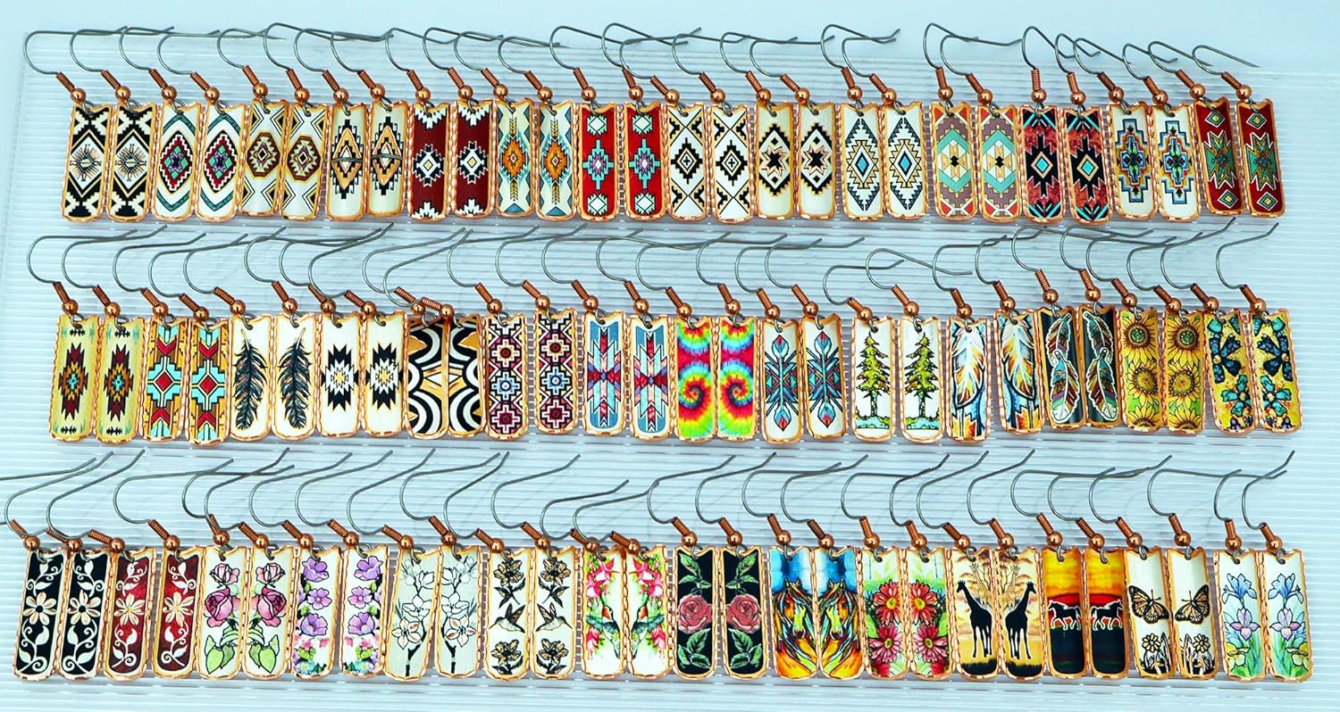 FRONT LINE JEWELRY SW Native Earrings Burgundy Turquoise Arrow Design – Handmade Dainty Copper Earrings, Unique Western Boho Jewelry, Tribal Style Bows and Arrows Jewelry for Women