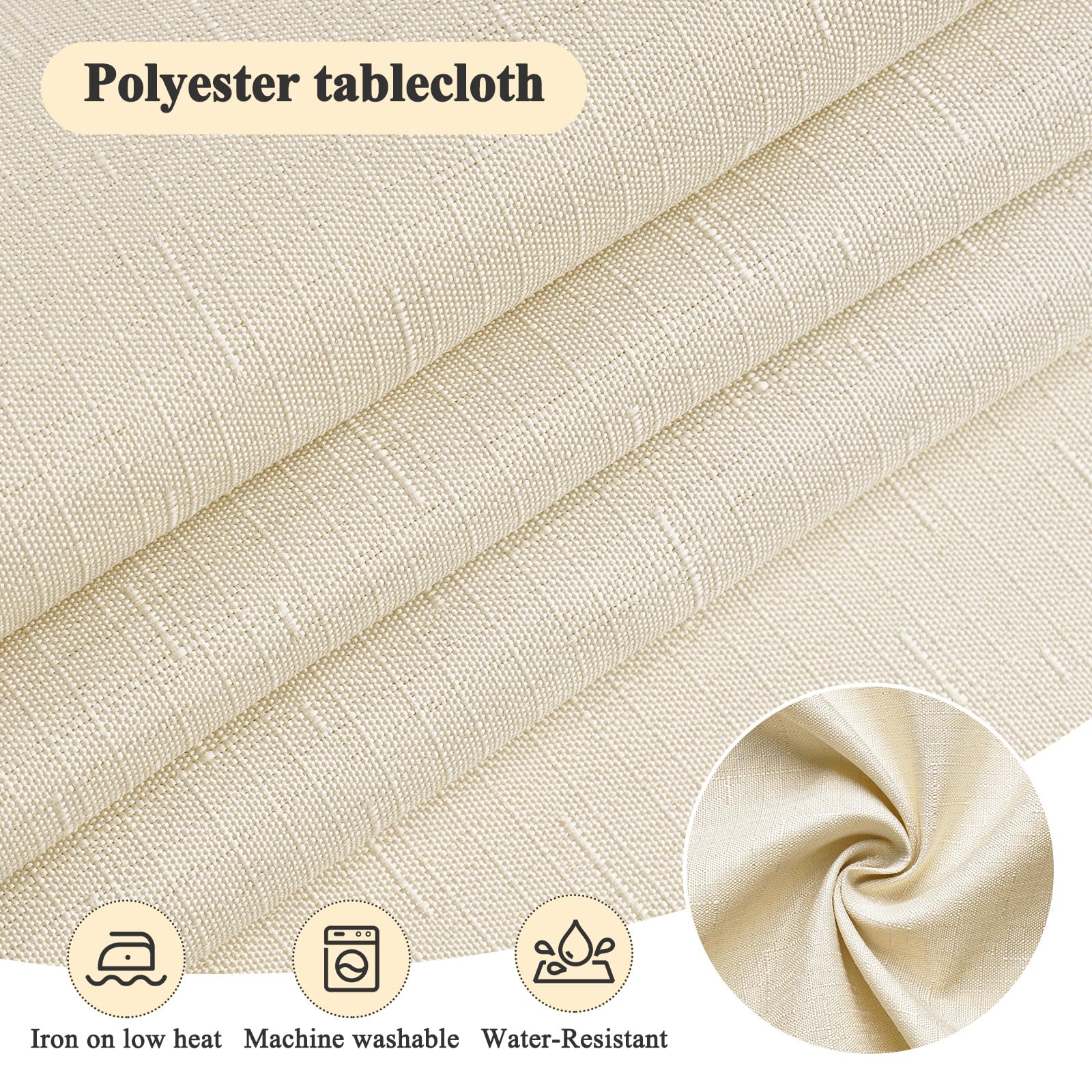 AooHome Tablecloth 80X80cm, Beige Faux Linen Tablecloths Washable Polyester Tablecloth Water-repellent with Lotus Effect - Image 2