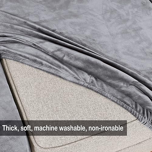 Miniatura 3 de Rosnek Fundas de cojín elásticas para cojín de sofá individual, de terciopelo suave en forma de U, fundas de sofá modulares para reemplazar cojines