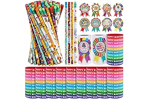 400 Pcs Happy Birthday Classroom Party Favors - Bracelets, Pencils, Badge Stickers