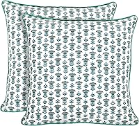 Vista 1 de Ridhi Juego de 2 fundas de almohada modernas de algodón decorativas para sillón, sofá, cama, sala de estar, decoración primaveral del hogar, 16 x 16