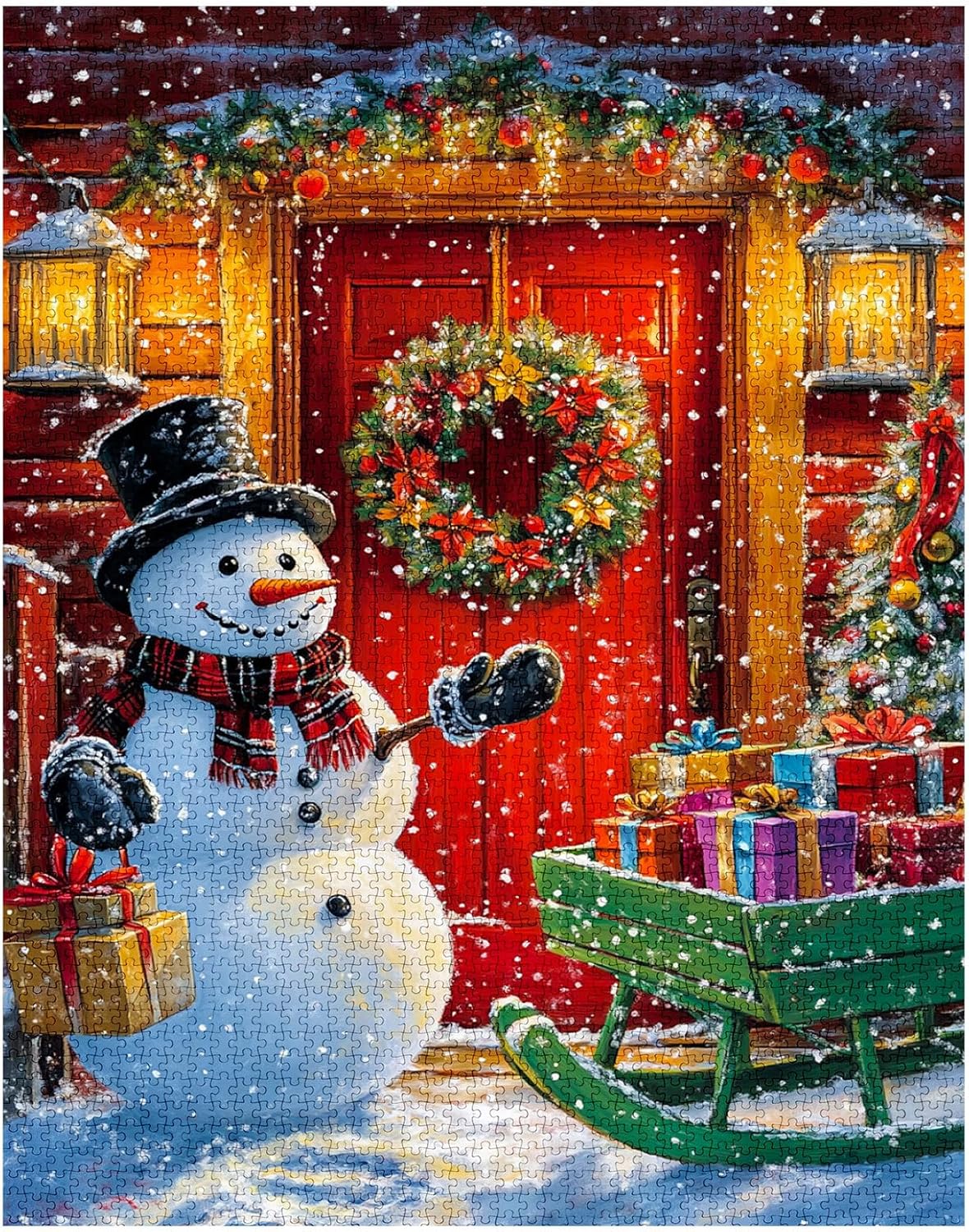 1000 Piece Christmas Snowman Jigsaw Puzzles for Adults Xmas Snow Puzzles Winter Puzzle Craft DIY Puzzles Challenging Family Activity for Game Nights Art Wall Decor DIY Puzzle Gifts 27 x 20 Inches