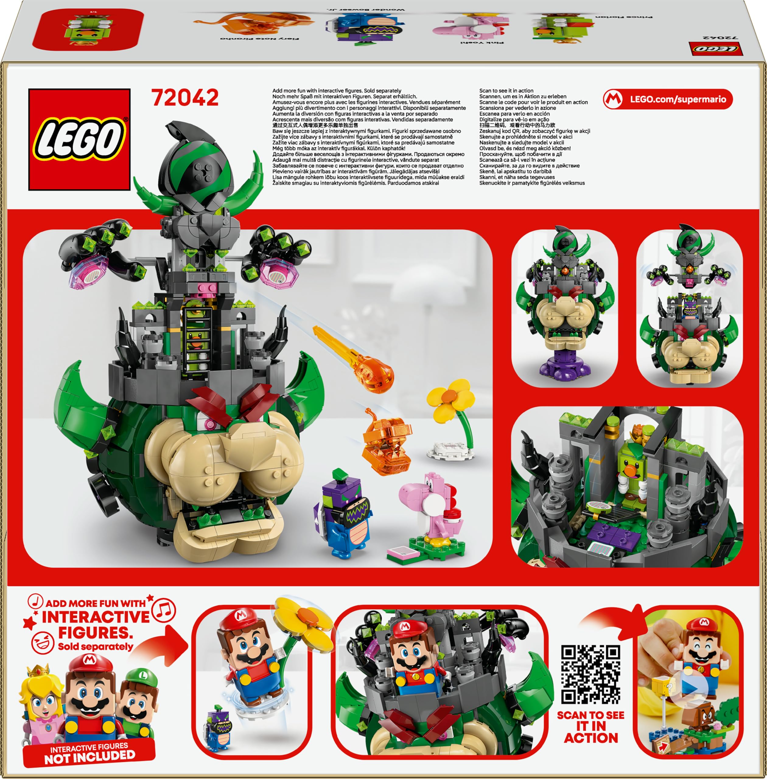 LEGO Super Mario Principe Florian e Bowser Castello - Giocattolo Interattivo con 4 Figure Incluso Yoshi Rosa, Supporto per il Gioco e l'Esposizione - Regalo per Gamer e Bambini da 9 Anni - 72042