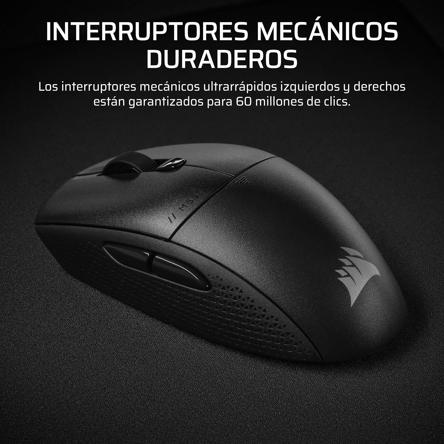 Corsair M55 Wireless Ratón Ligero para Juegos FPS – 2.4GHz & Bluetooth – 24,000 PPP – Batería de Larga Duración – Seis Botones Programables – Empuñaduras Laterales Texturizadas – Negro 8