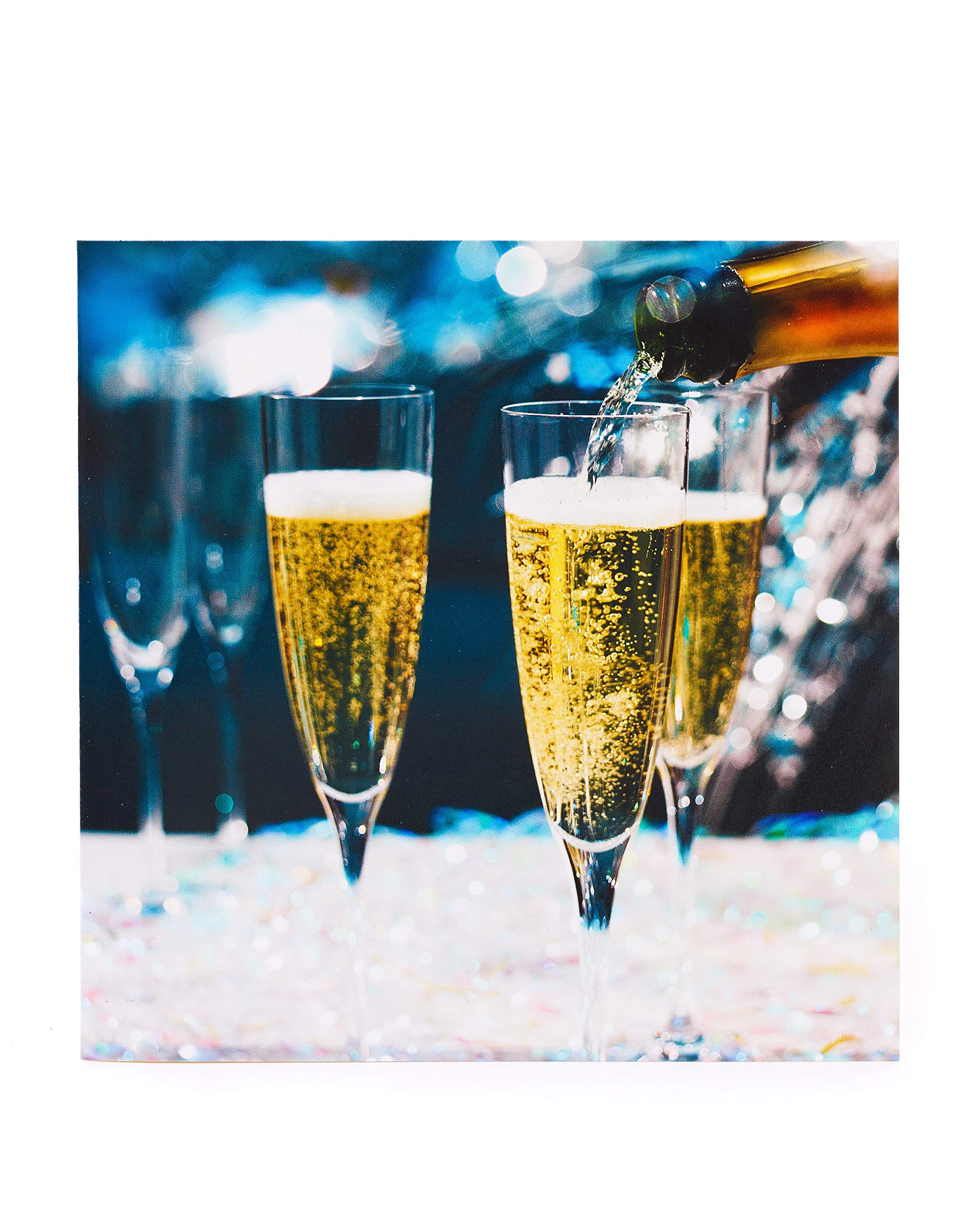 Biglietto Di Auguri Per Matrimonio Express Yourself, Con Busta, Design Bicchieri Champagne E Fiori, 19x13,3 Cm