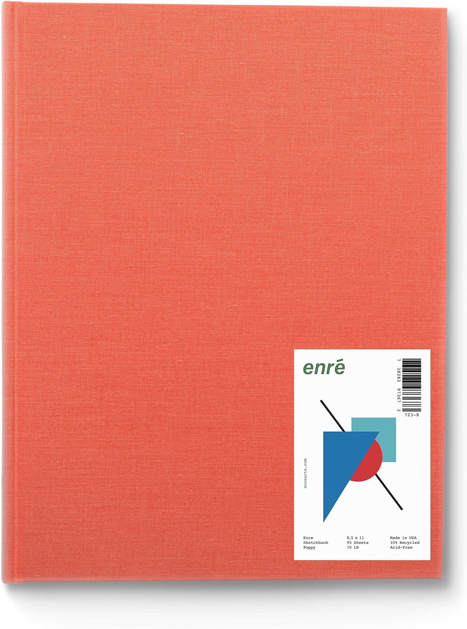 Enre Hardbound Sketchbook, Poppy Linen; 8.5 x 11 in, 95 Sheets, 105gsm