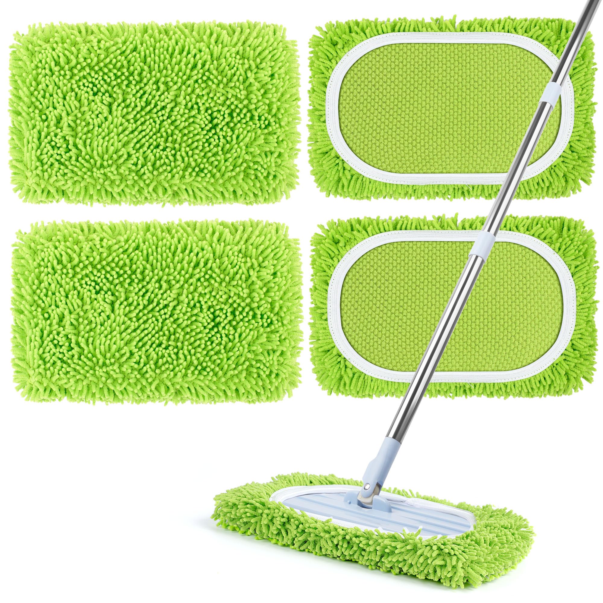 AiQInu 2 Pieces Reusable Dust Caps for Swiffer Sweeper, Mop Cloths, Reusable Mop Pads - Green