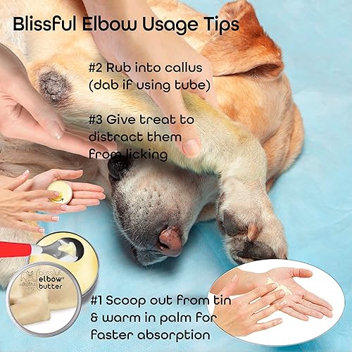 Vista 7 de The Blissful Dog Mantequilla de codo para callos secos y agrietados, bálsamo para perros seguro para lamer, bálsamo calmante para codos con manteca