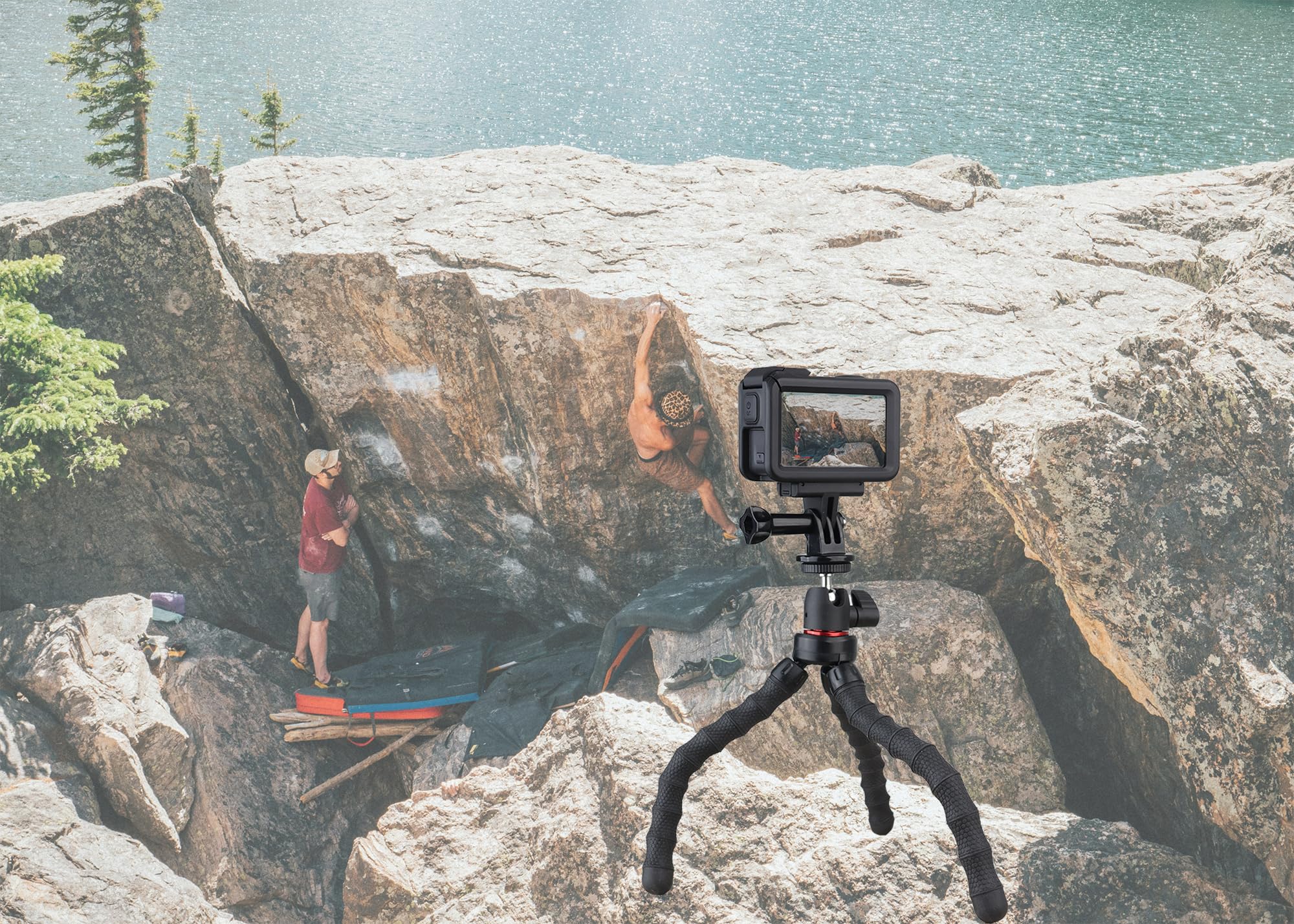 Trípode flexible para cámara compatible con GoPro Hero 12, 11, 10, 9, trípode flexible de rotación de 360°, soporte de montaje para vlogging