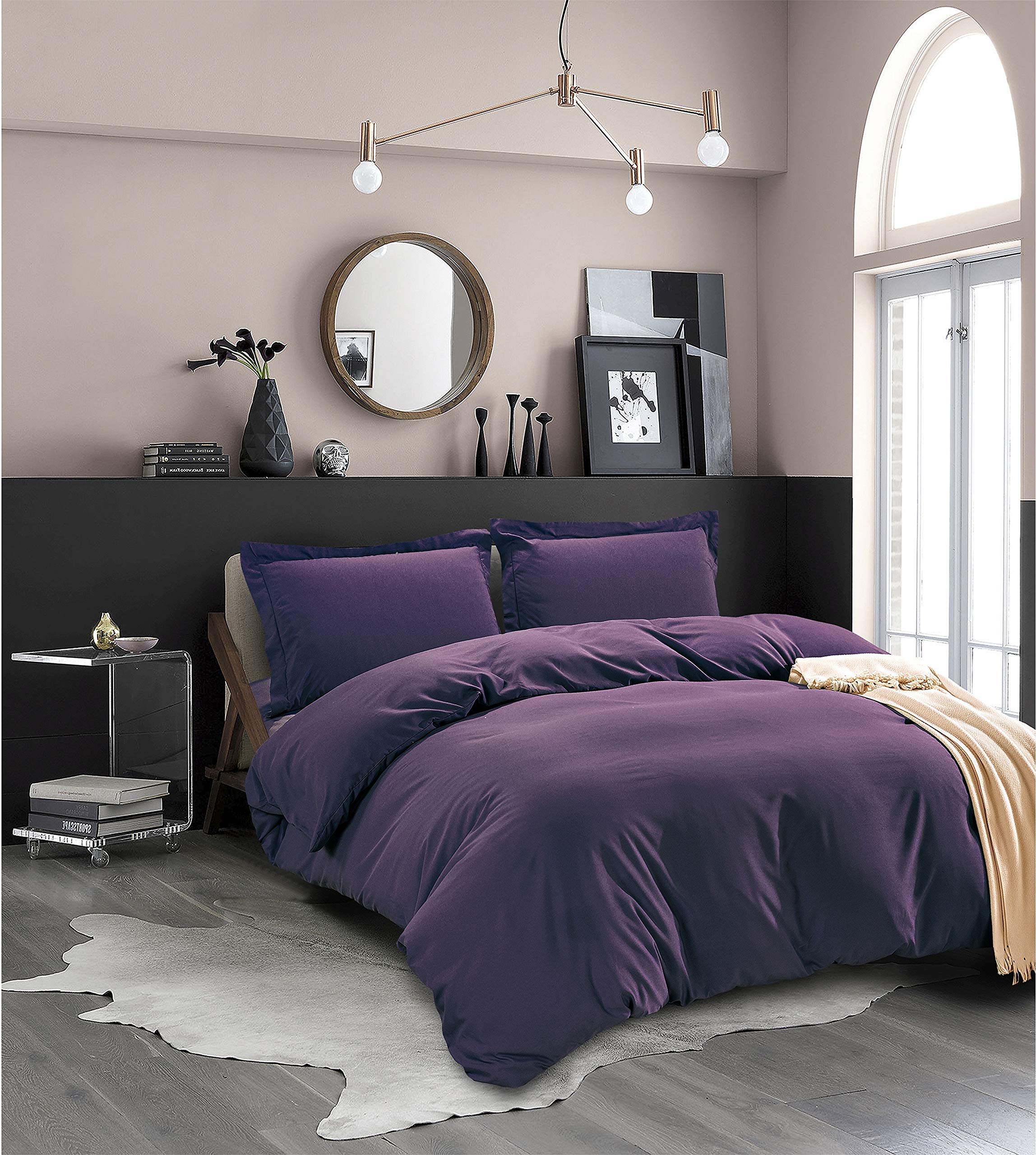 Amazon.com: 1 Piece Eggplant-purple Plan Duvet Cover Set Oversized