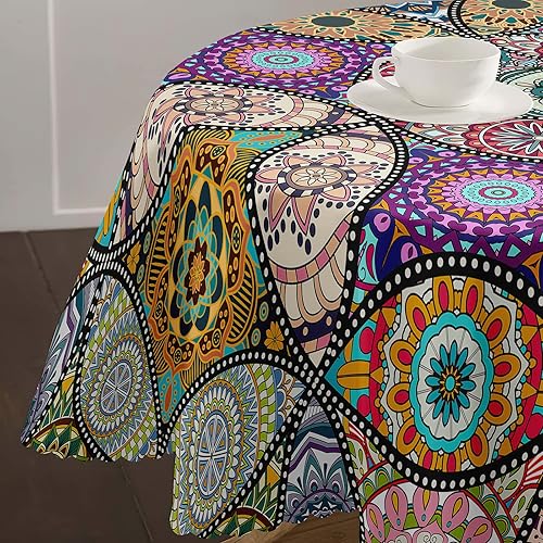 Miniatura 2 de Mantel rectangular bohemio, resistente a las manchas, repelente al agua y sin arrugas, decoración de mesa para el hogar, cocina, comedor, fiesta,