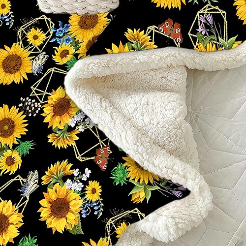 Miniatura 6 de Manta de girasol, regalos de girasol para mujer, manta de regalo de girasol, decoración de ropa de cama blanca, decoración de cosas de girasol,