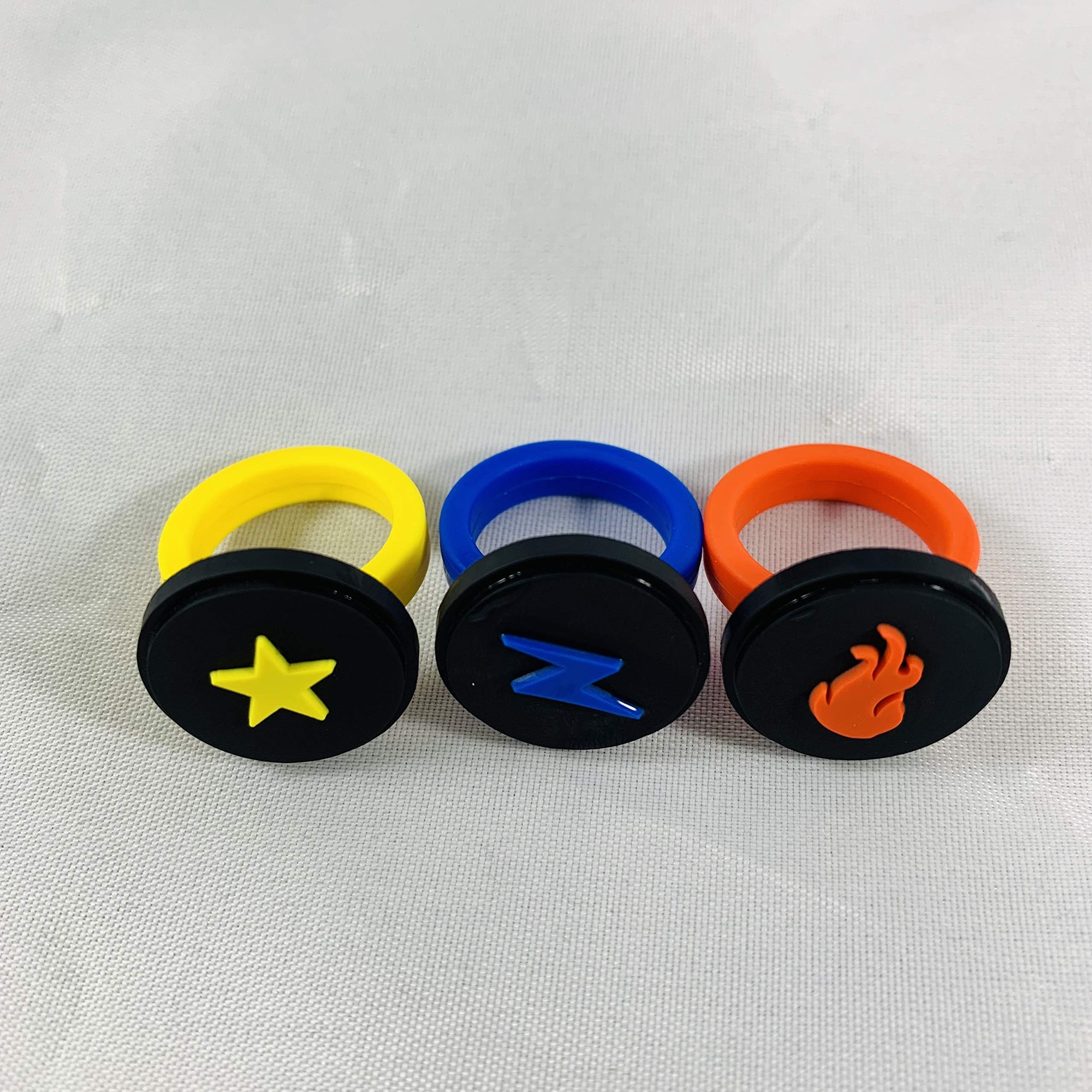 Set of 3 HeroForce Power Rings: Fire, Electricity, and Light