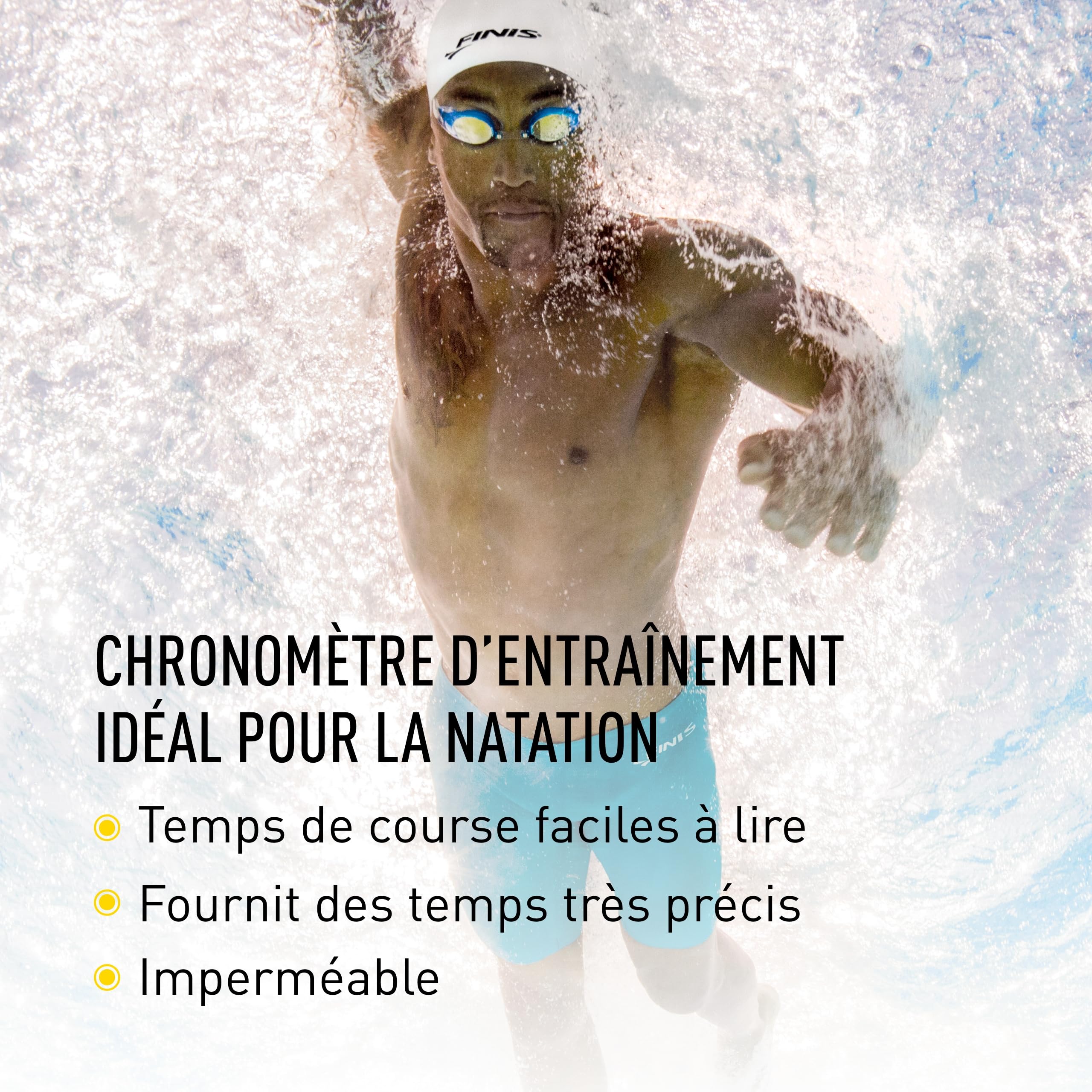 FINIS Chronomètre 3x-100M Memory Noir | Mémoire de 100 Temps Intermédiaires, Mode Technique de Nage, Écran Facile à Lire, Équipement de Natation Essentiel pour