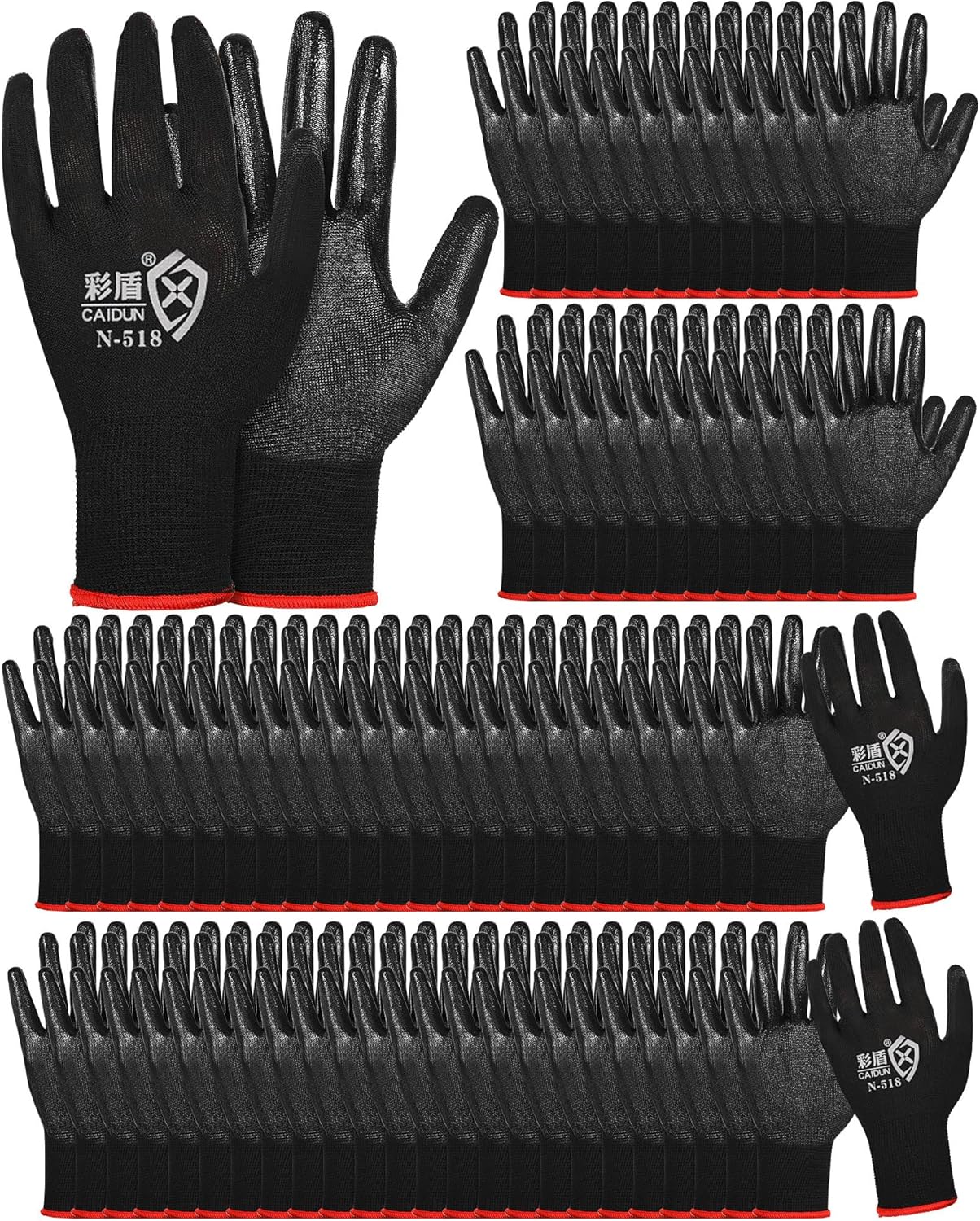 Potchen 72 Pairs Rubber Coated Gardening Work Gloves Bulk for Men Women - Durable Safety Grip for Garden, Construction, Landscaping