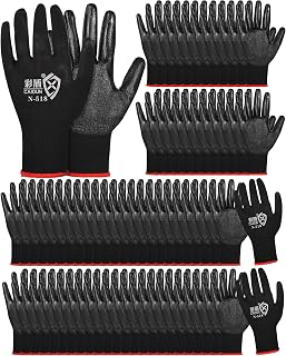 Potchen 72 Pairs Rubber Coated Gardening Work Gloves Bulk for Men Women - Durable Safety Grip for Garden, Construction, Landscaping