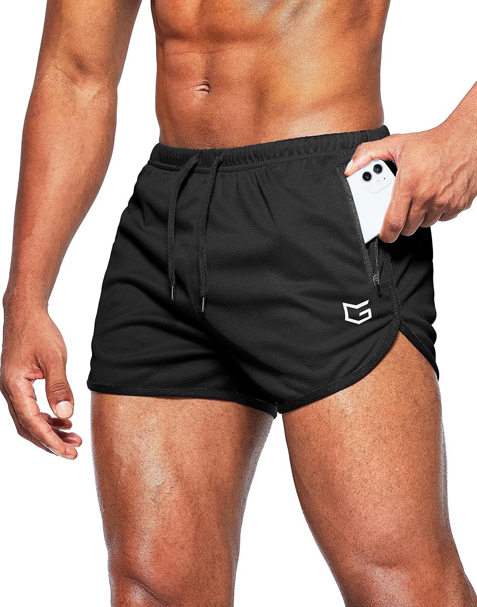 G Gradual Pantalones cortos para correr para hombre, gimnasio de 3 pulgadas con bolsillos con cremallera | Tejido de malla transpirable, soporte breve incorporado, movilidad de piernas divididas, bolsillo interior, ropa de entrenamiento y entrenamiento