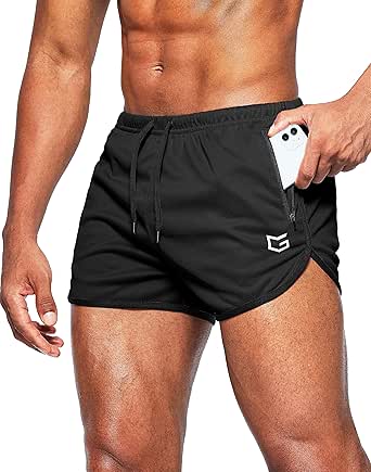 G Gradual Men's Running Shorts 3 Inch Quick Dry Gym Athletic Jogging Shorts with Zipper Pockets