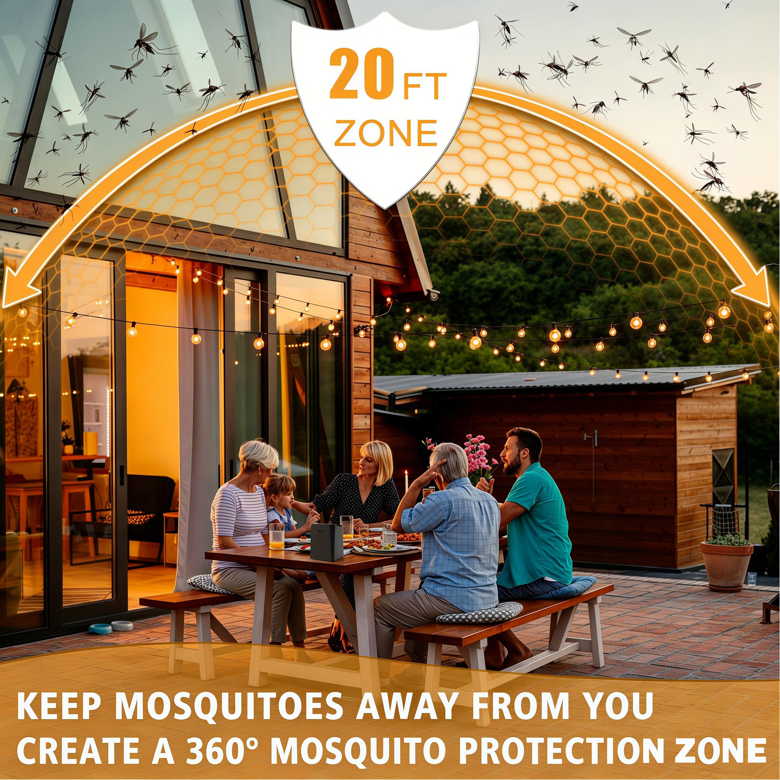 Repellente per zanzare 2 in 1 per esterni, ricaricabile, portatile, per cortile, piscina, ponti, portici, campeggio