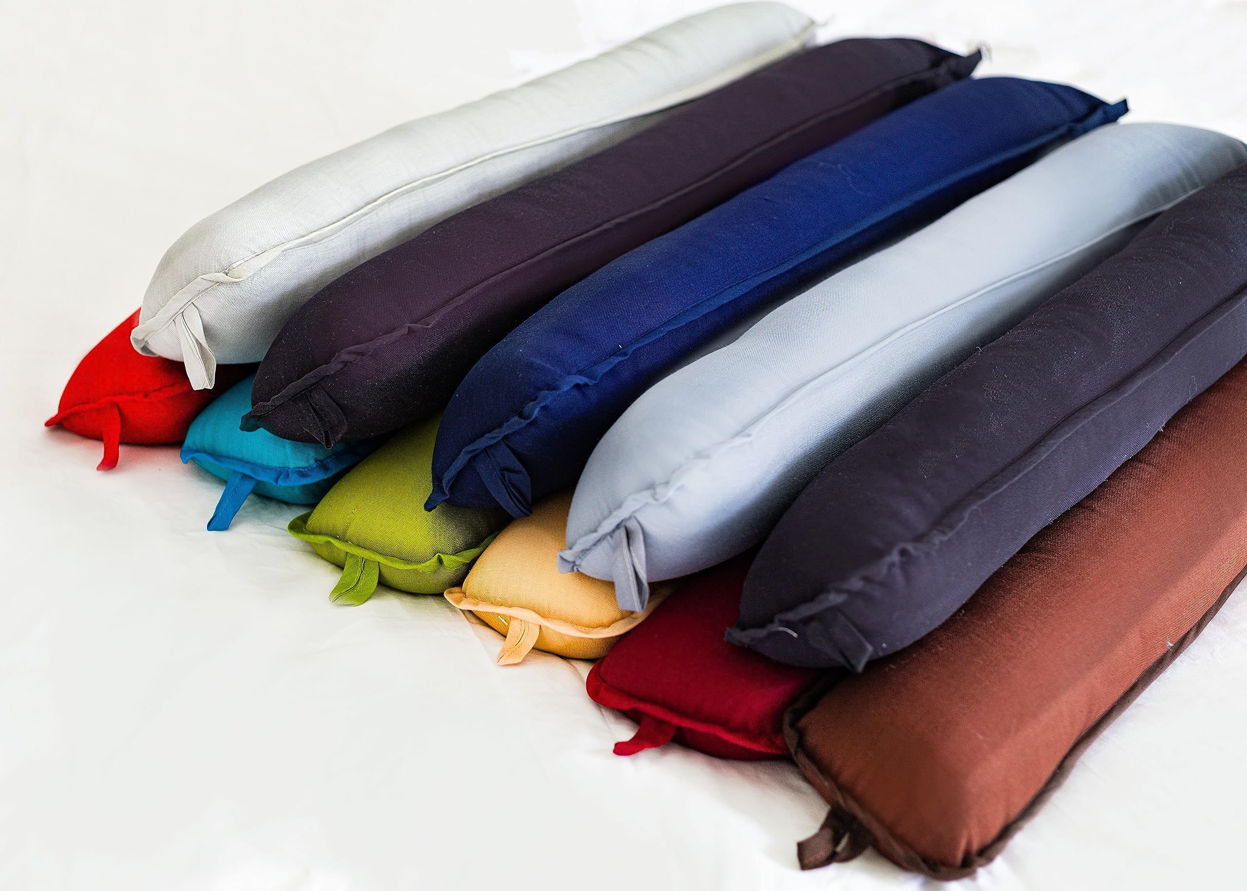 Plain Dyed Fabric Hollowfibre Filled Draught Excluder Stopper Cushion - Heavy Door Draught Stopper for Bottom of Door/Window - Draft Insulator - 90x18cm (Beige)