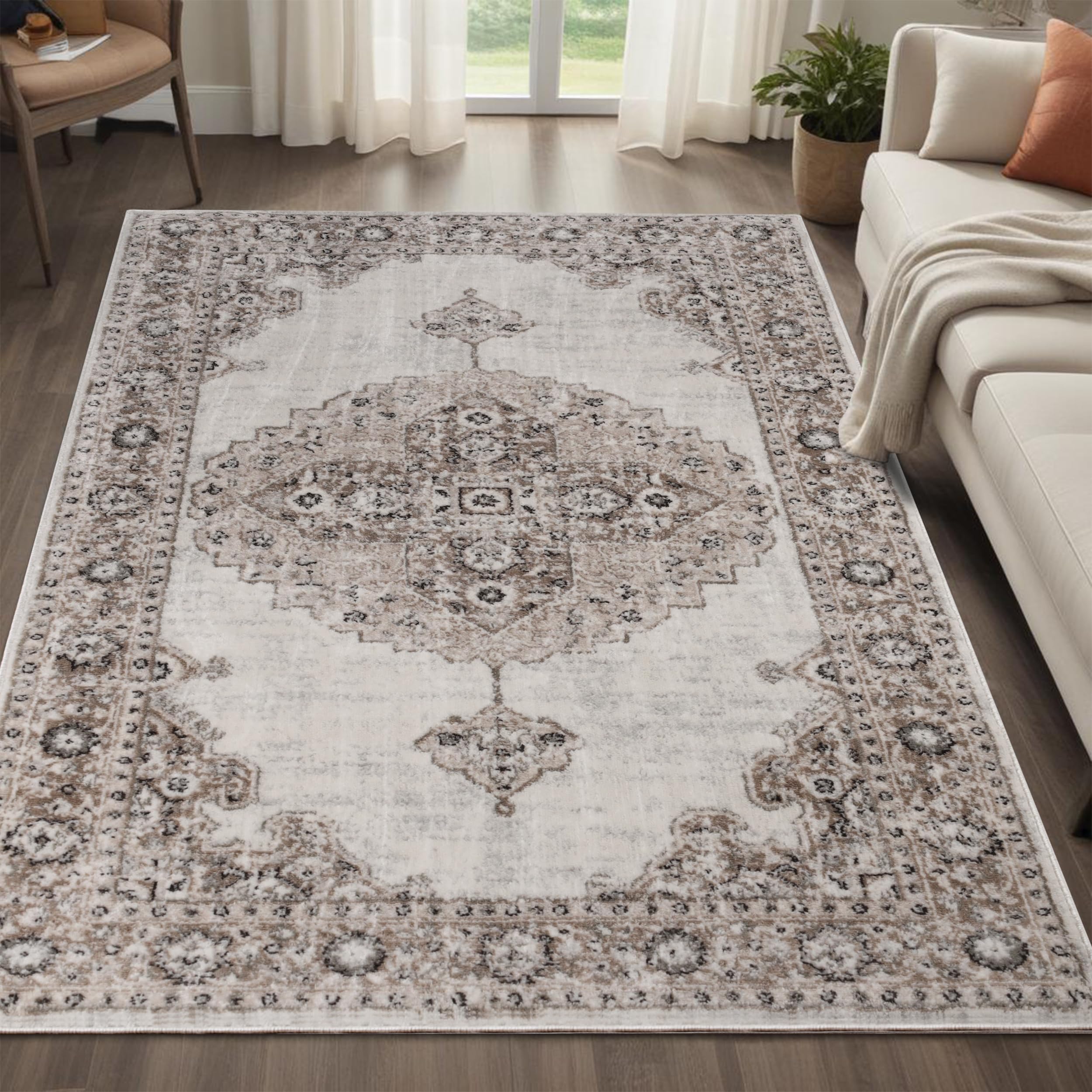 Tapis oriental de qualité supérieure médaillon traditionnel chic