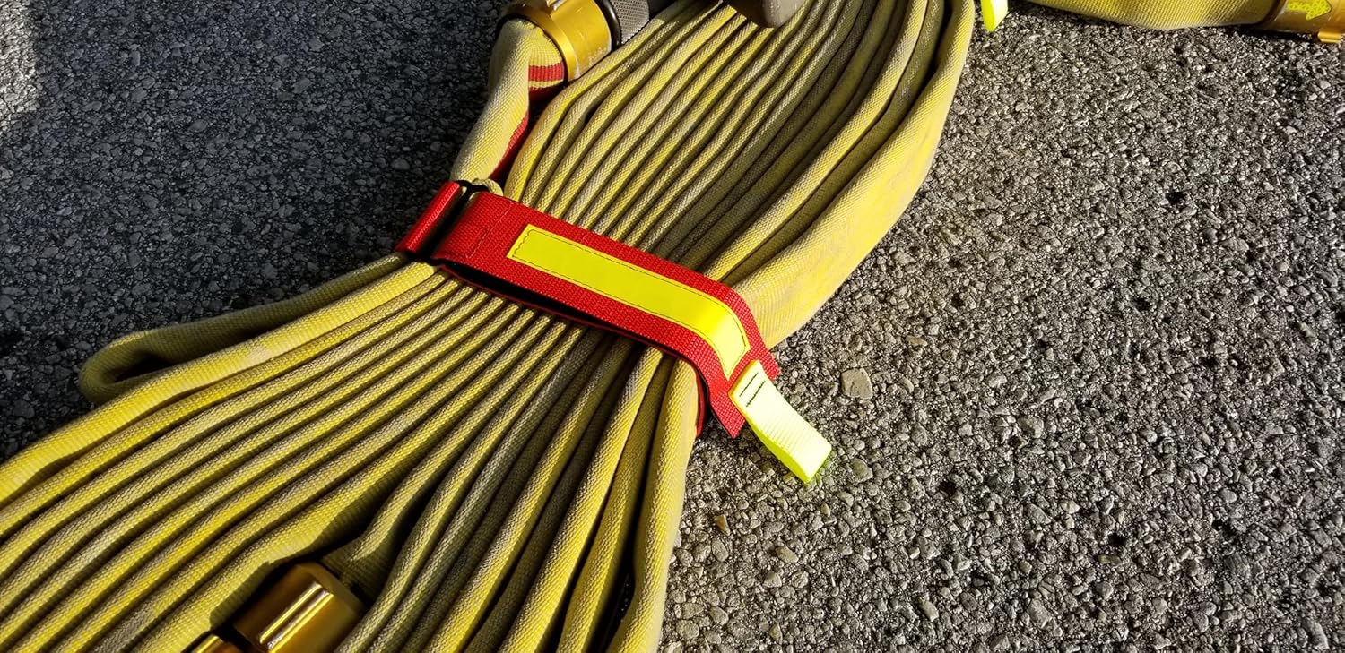 Firefighter Hose Bundle Straps 27" Length Choice of Color and Reflective (Black w/Silver Reflective)