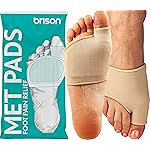 Brison Podiatrist-Designed Metatarsal Pads for Women & Men - Ball of Foot Cushions for Pain Relief Gel Sleeves Metatarsalgia Mortons Neuroma Calluses - 2 Pairs (Beige, Small) W 2-3