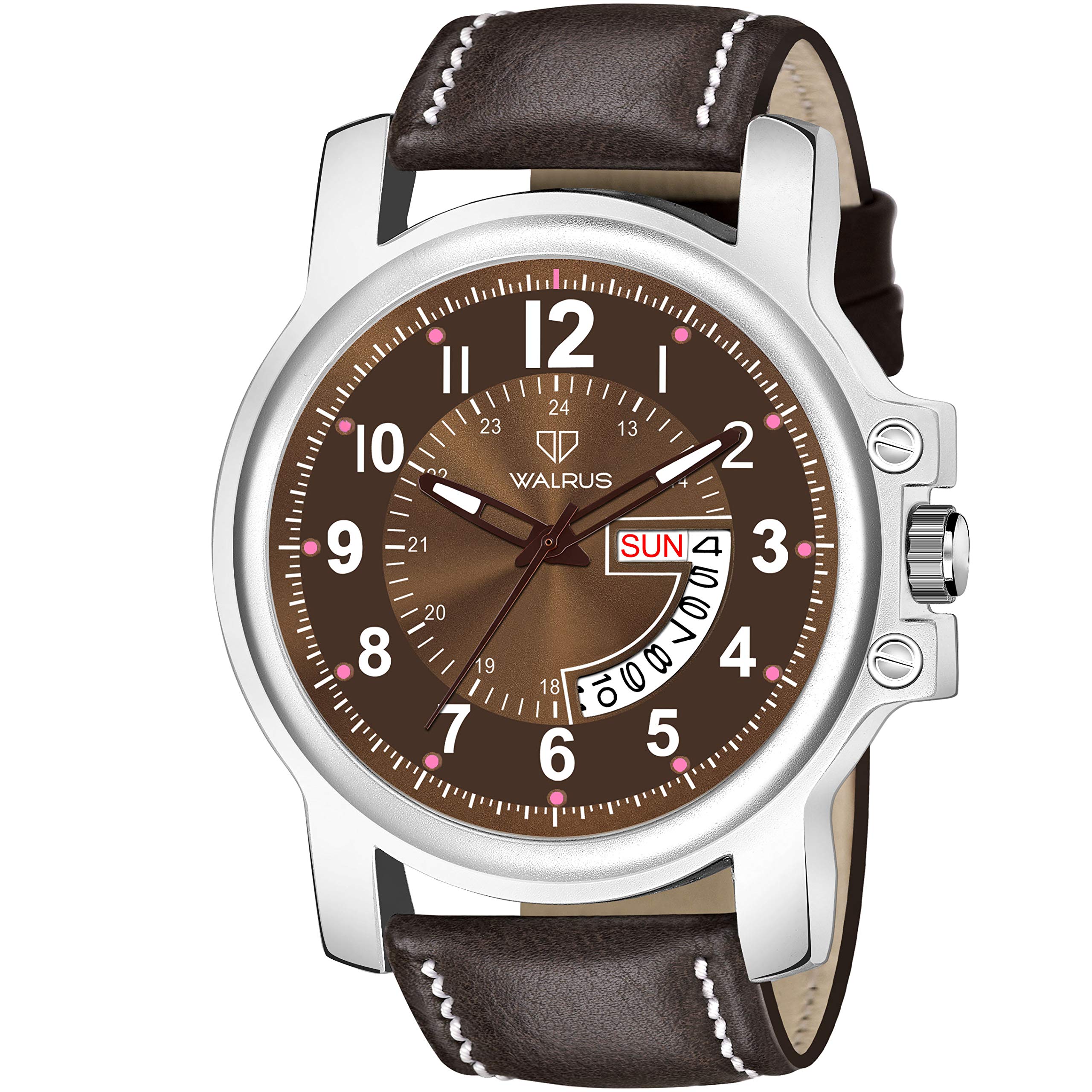 Walrus Brown Dial Analog Day Date Function Vegan Leather Strap Wrist Watch for Men - Professional & Casual Use- Old Money Style Mens Wrist Watch for Gift (B08X3HR8NN) Amazon Price History, Amazon Price Tracker