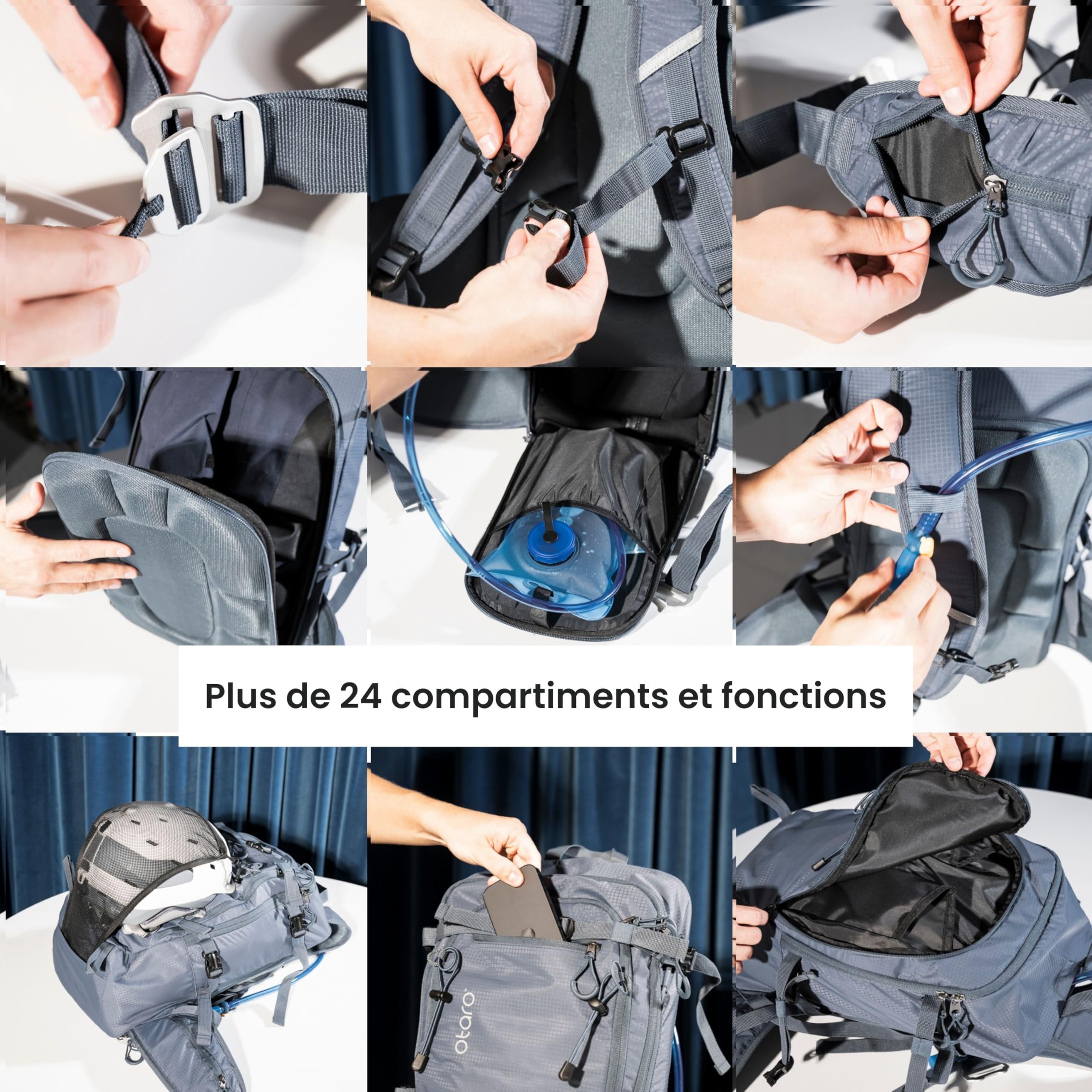 Otaro Sac à Dos Skis (20 l) - Ultra léger - Equipement Ski Homme - Accessoire Ski Homme et Femme - pour Le Ski, Le Cyclisme, Le Camping - Sac à Dos de vélo