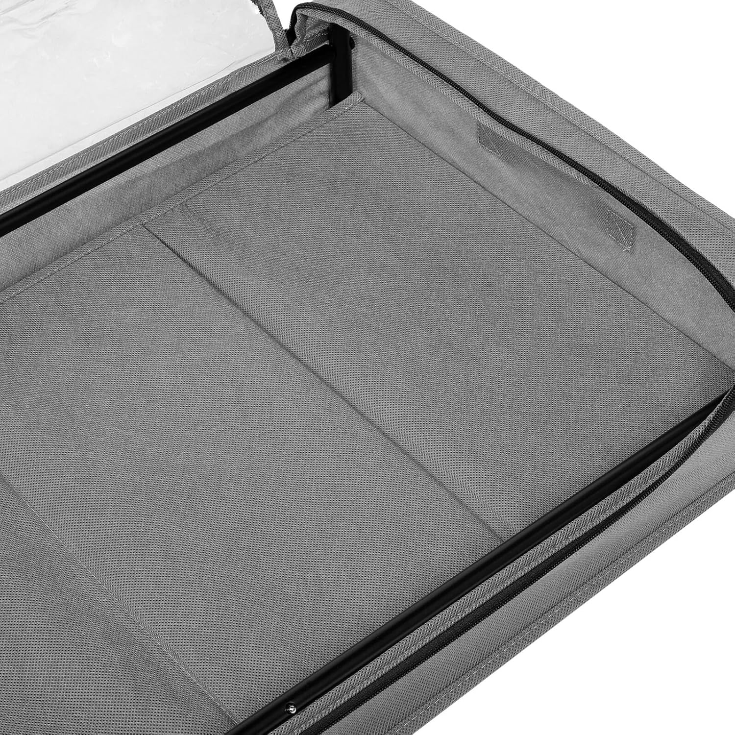 Bed Storage Drawers with Wheels, Large Grey Metal Clothes Organizer with Pull-out Sliding Drawer and Fabric Base Suitable for Bedroom and Closet Storage