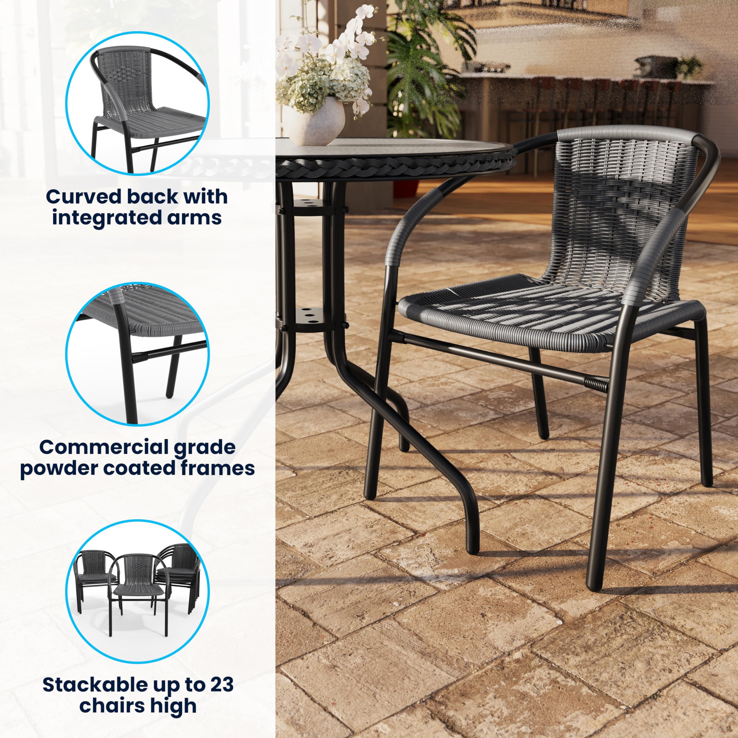 Amazon.com : Flash Furniture Lila 2 Pack Gray Rattan Indoor