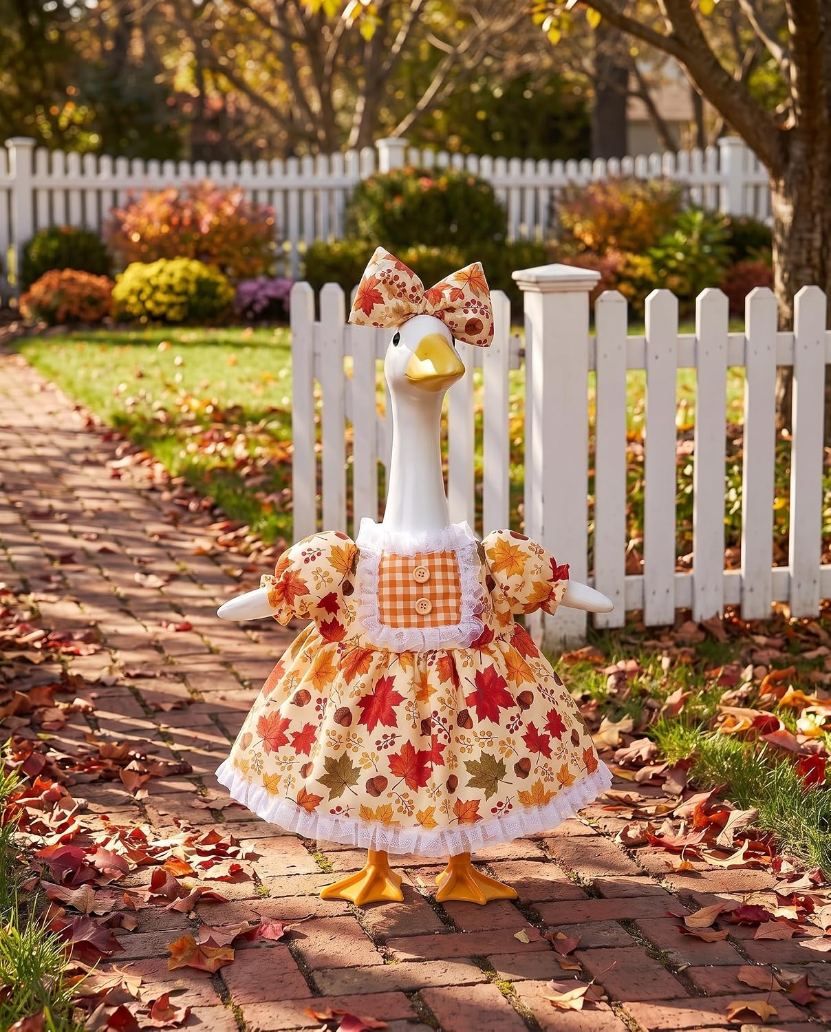 Maple Leaf Fall Porch Goose Outfit Fits 23" Garden Yard Patio Goose Statue