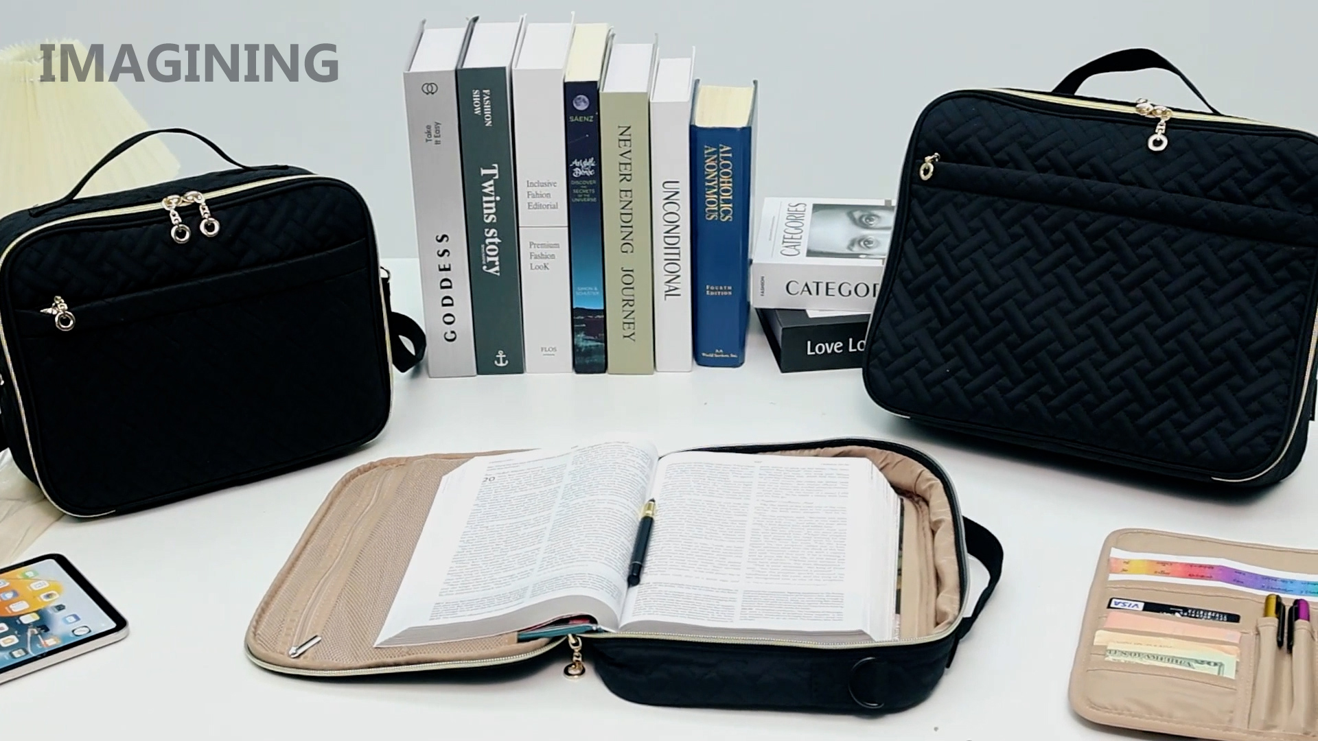 COLAZ Funda Grande Para La Biblia Para Mujer, Funda De Transporte De La Biblia A La Iglesia Bolsa Oxford Duradera Con Asa Estuche Perfecto Para La