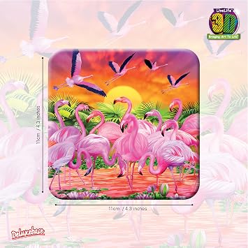 3D LiveLife Cork Coaster - Flamingo Lingo from Deluxebase. Drinks Coaster with Lenticular 3D Animal Image. Non-Slip Protective Table Drink Mat for Home Decor and Decorative Accessories.