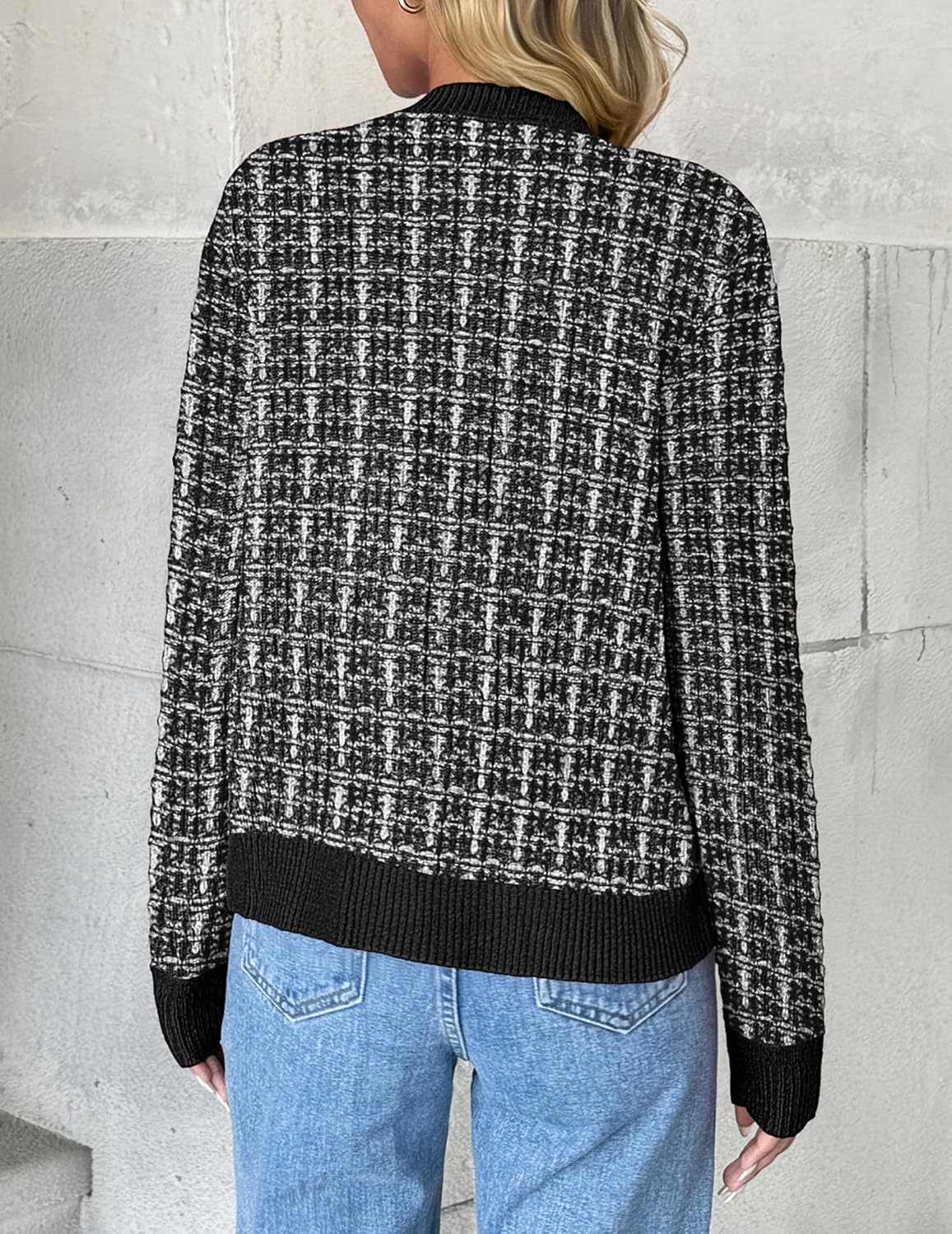 Zeagoo Women's 2026 Cardigan Sweaters Button Down Crew Neck Open Front Long Sleeve Knit Cropped Jackets - Image 4