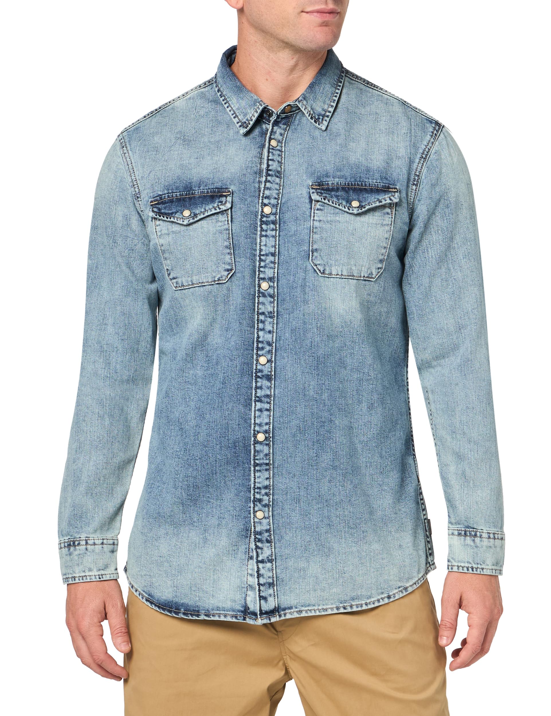 Amazon.com: John Varvatos Men's Marshall Western Shirt, Fade Away Blue :  Clothing, Shoes \u0026 Jewelry