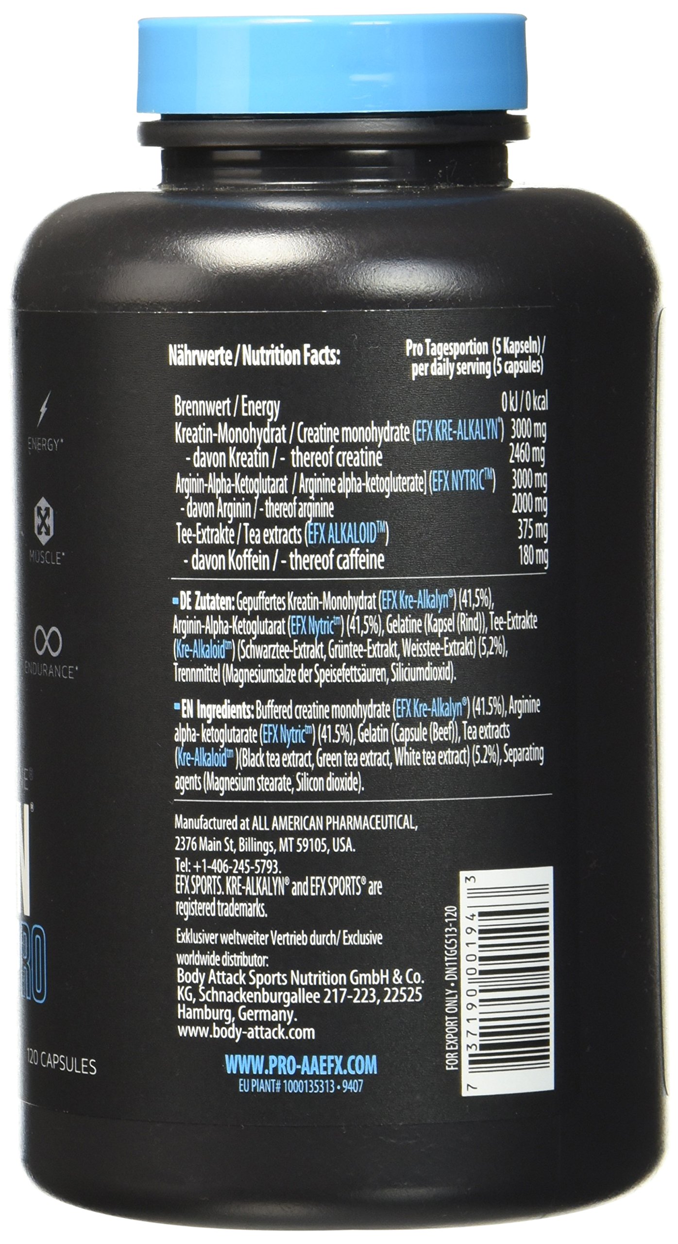 EFX Kre-Alkalyn Nitro-Pro Super Caps - 120 Kreatin Kapseln, 1er Pack (1 x 173 g)