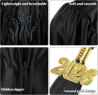 SOMSOC 4 Pieces Kindergarten Graduation Cap and Gown Set for Preschool Nursery Kids Graduation Stole Gown with 2026 Tassel