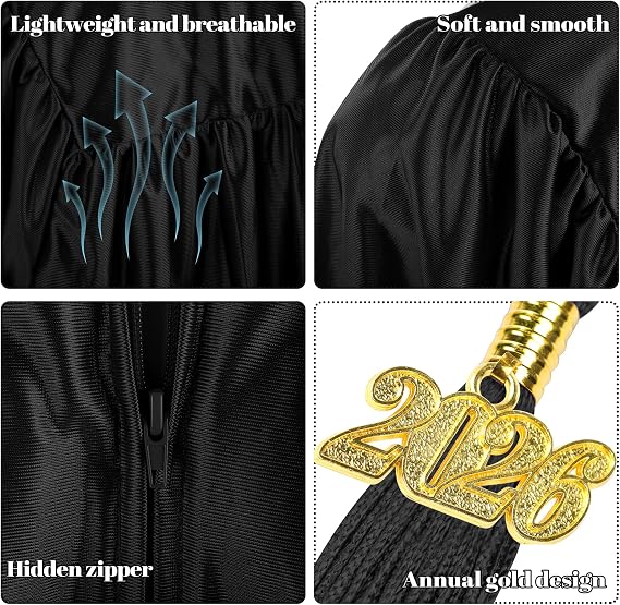 SOMSOC 4 Pieces Kindergarten Graduation Cap and Gown Set for Preschool Nursery Kids Graduation Stole Gown with 2026 Tassel