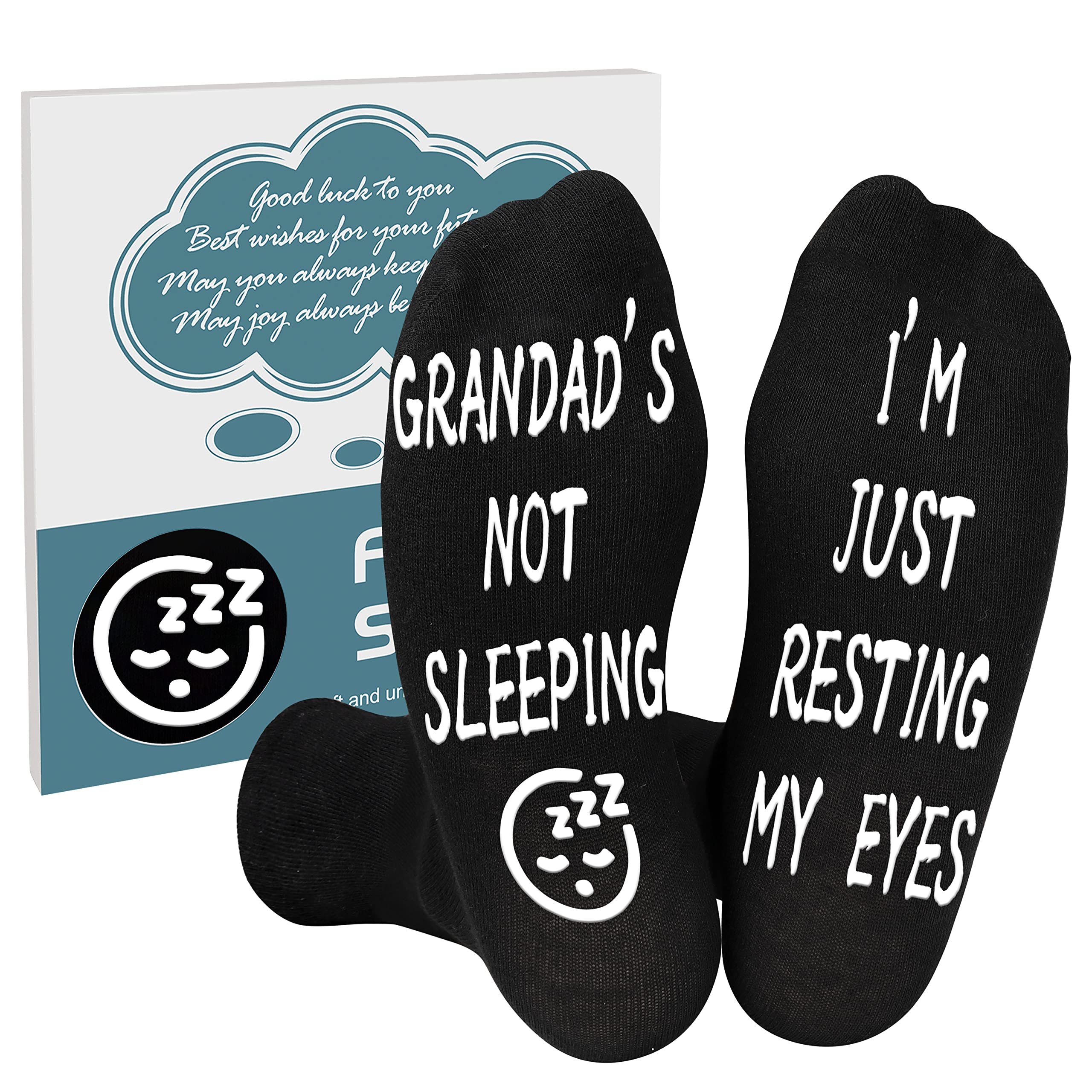 BelloxisGrandad Gifts from Grandchildren Grandad Birthday Gifts from Grandchildren Mens Socks 9-11 Black Grip Cosy Socks Presents for Men Who Have Everything