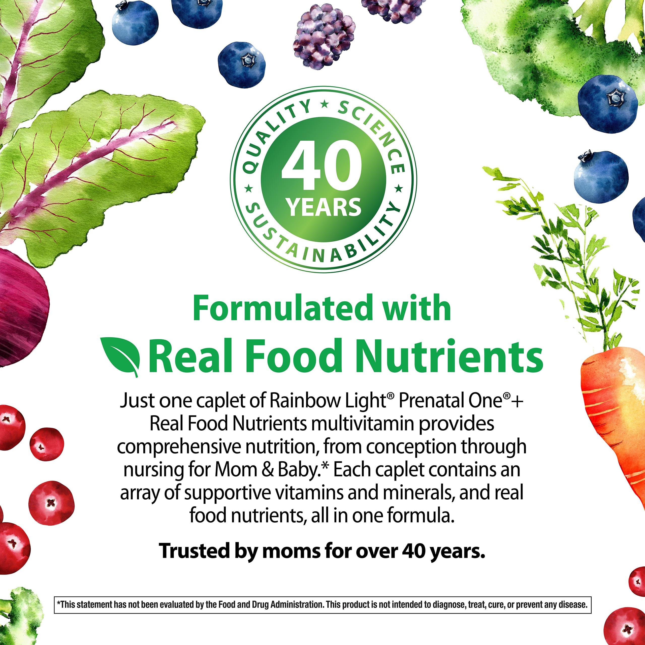 Rainbow Light Prenatal Multivitamin One + for Women | 60 Caplets | Essential Nutrition for Mom & Baby | Real Food Nutrients | Prenatal Botanical & Probiotic Blend — Amazon image 6