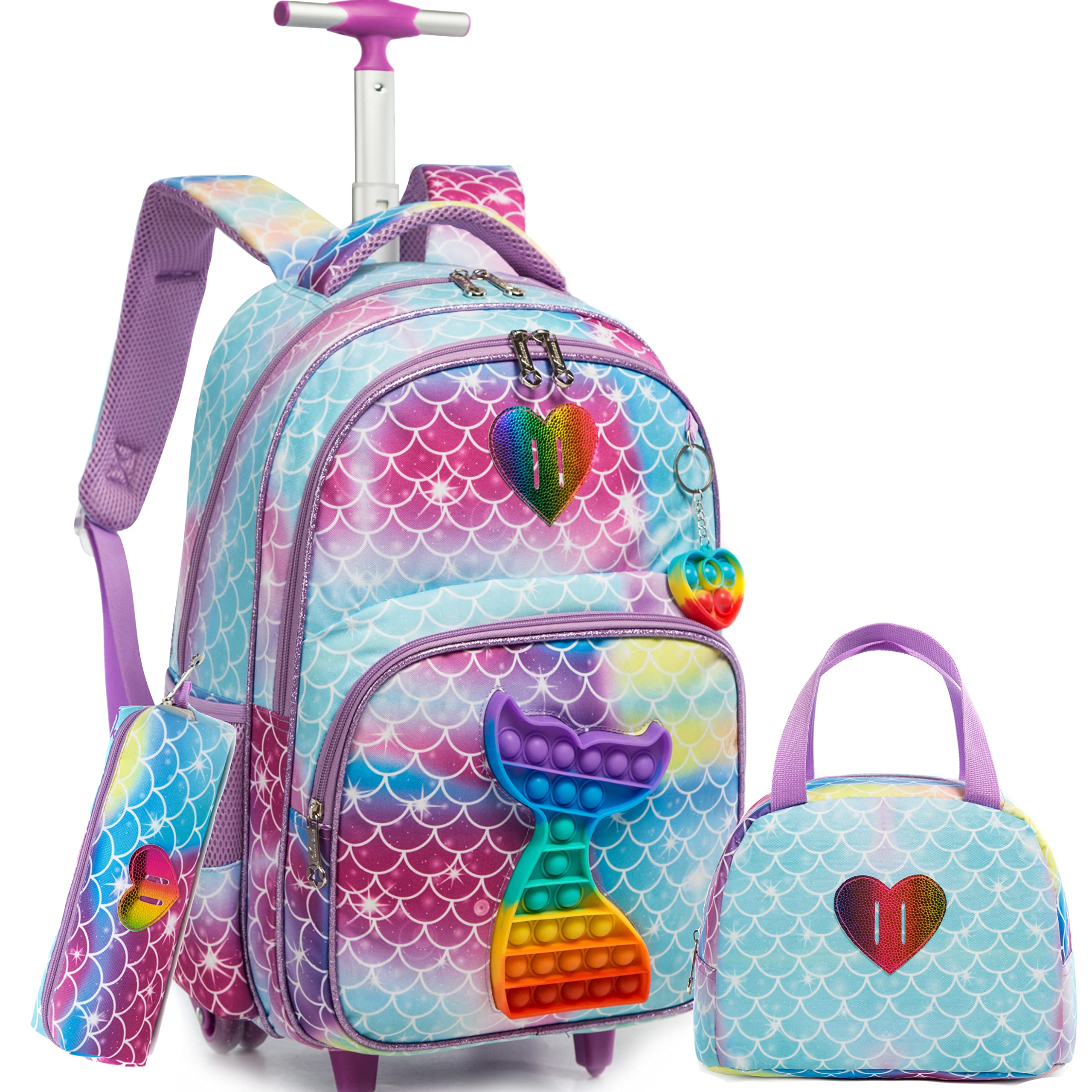 Buy Unicorn Rolling Backpack for Girls Wheeled School Backpack 3 in 1