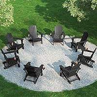 Vista 22 de THOEOE Juego de 2 Sillas Adirondack Plegables, Silla de Patio Exterior de HDPE para Todo Clima con Portavasos, Negro