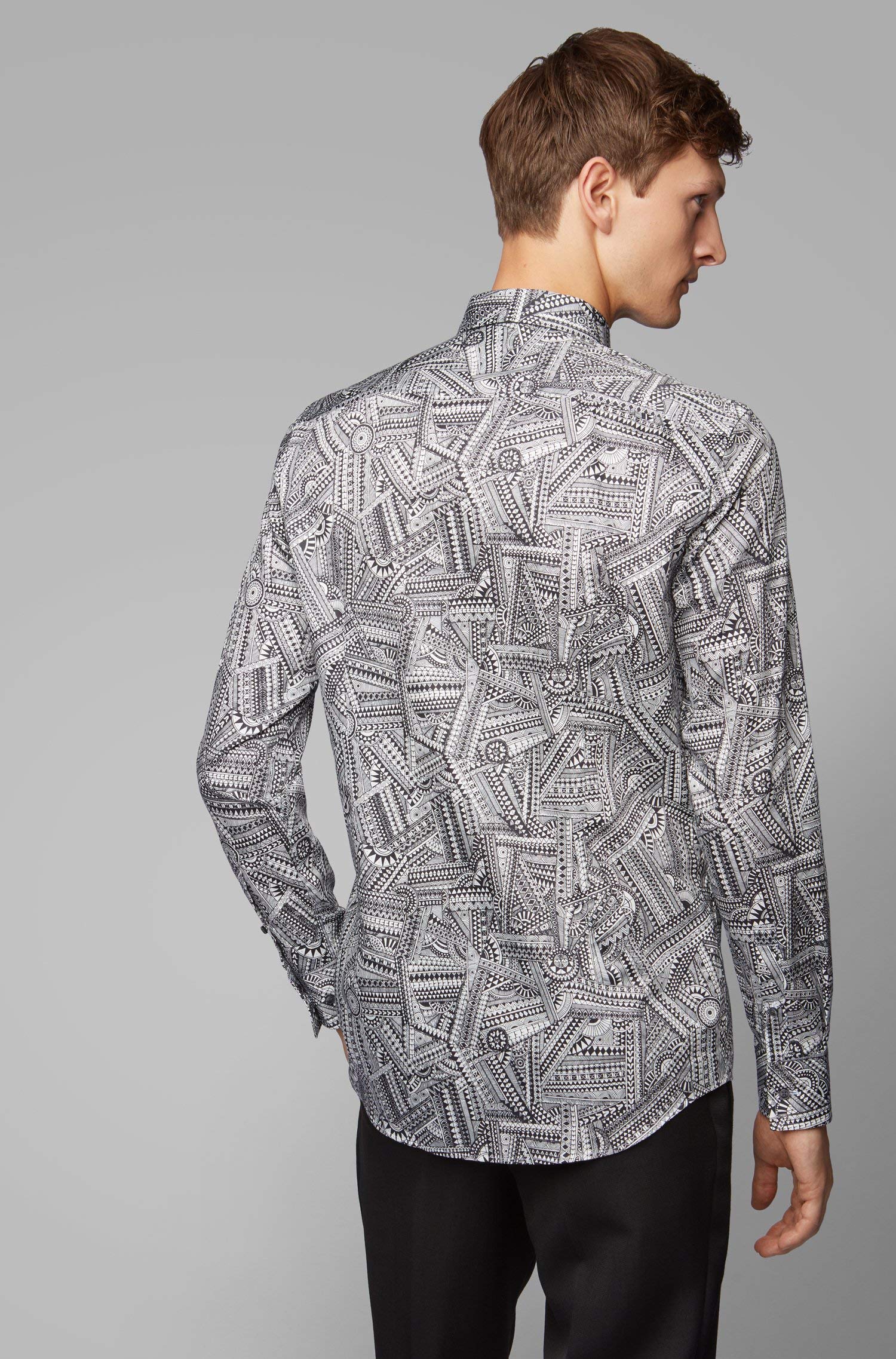 Hugo Boss BOSS Meissen Hombres Blanco Slim Fit Camisa Casual Capsule Collection Big 5 Jango 50422089