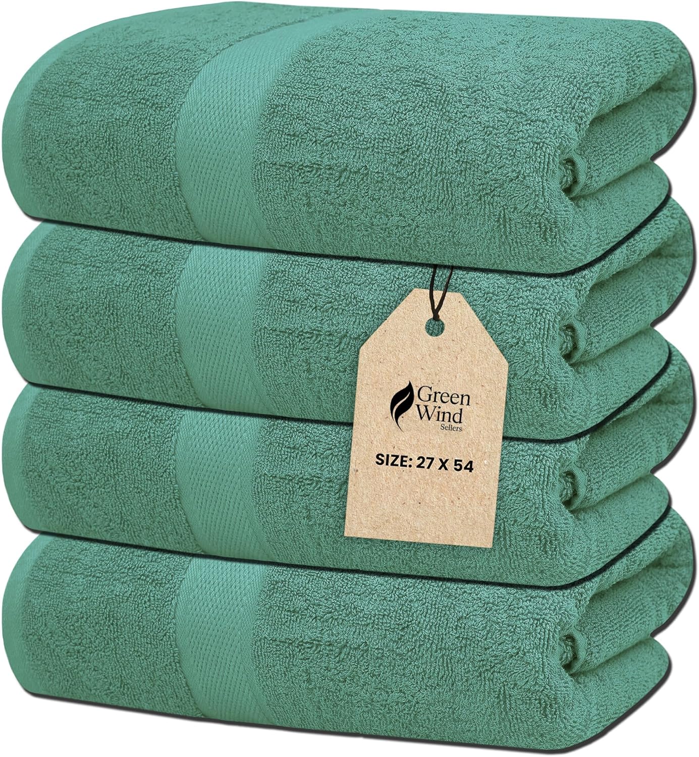 Luxury Bath Towels - 4 Pack Ultra Soft and Absorbent Cotton Bath Towels for Bathroom, Spa, and Hotel Use - Quick-Dry and Durable Towels Set 27x54'' (Dark Green)