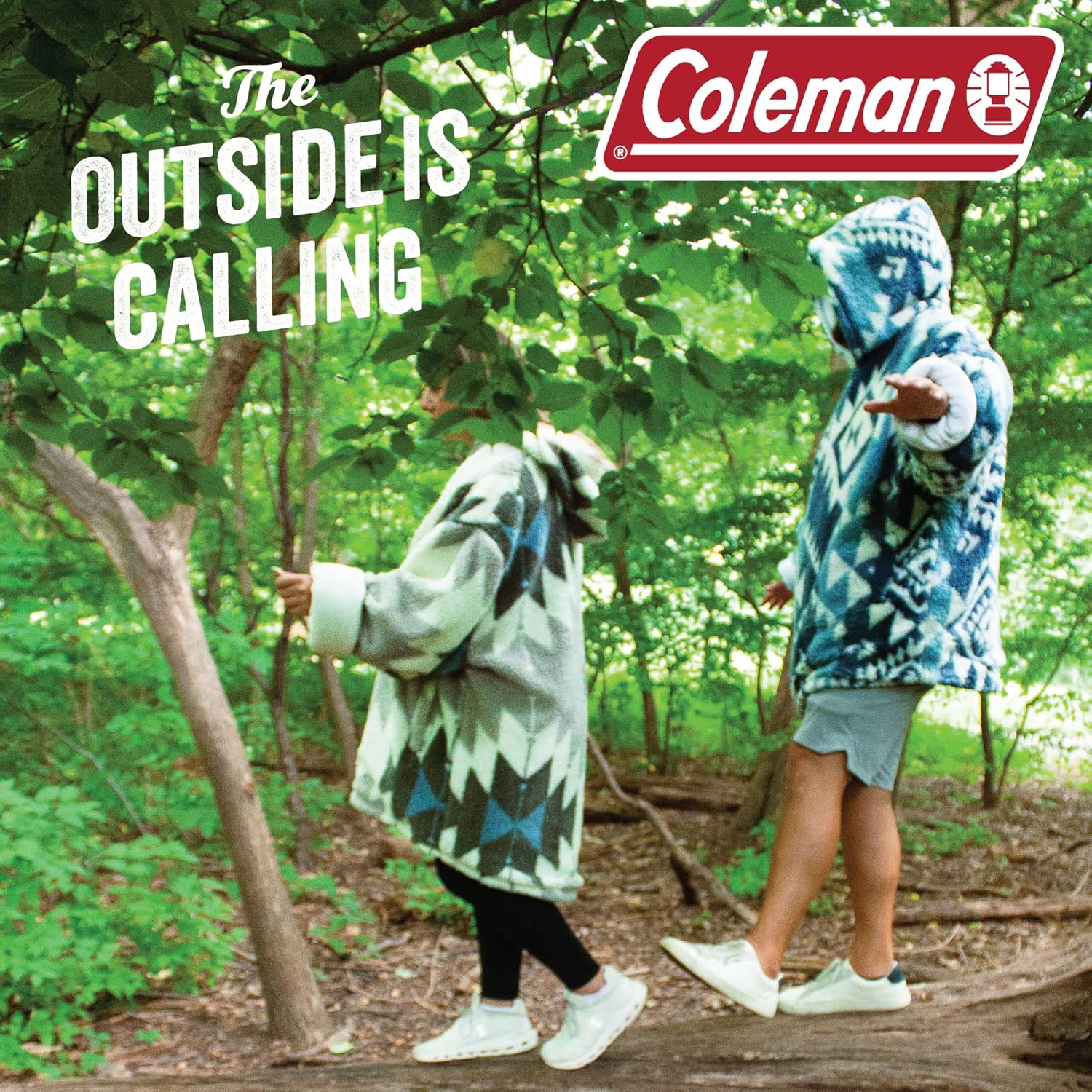 Coleman Oversized Wearable Sherpa and Micro-Mink Blanket Hoodie, Blue - One Size Fits Most - Image 6