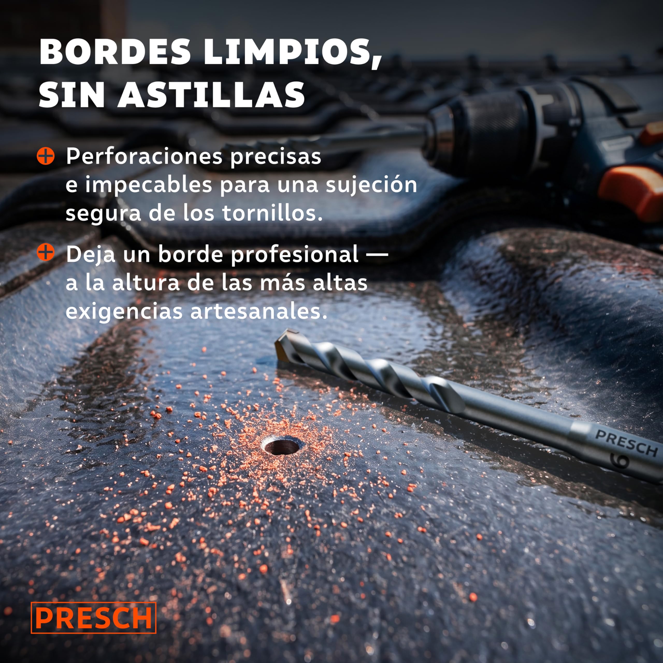PRESCH Broca para tejas 5mm (10 uds.) – Perforaciones limpias en tejas duras - Broca azulejo con vástago hexagonal y punta de carburo – Juego de brocas para azulejos, cerámica, piedra y granito